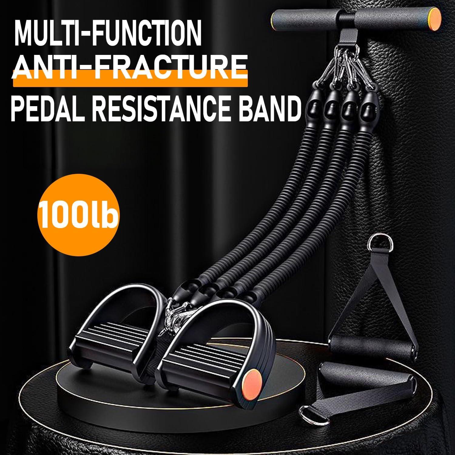 Banda de Resistencia Ajustable HELISAN con Pedal - 4 Tubos 11.34-45.36 kg