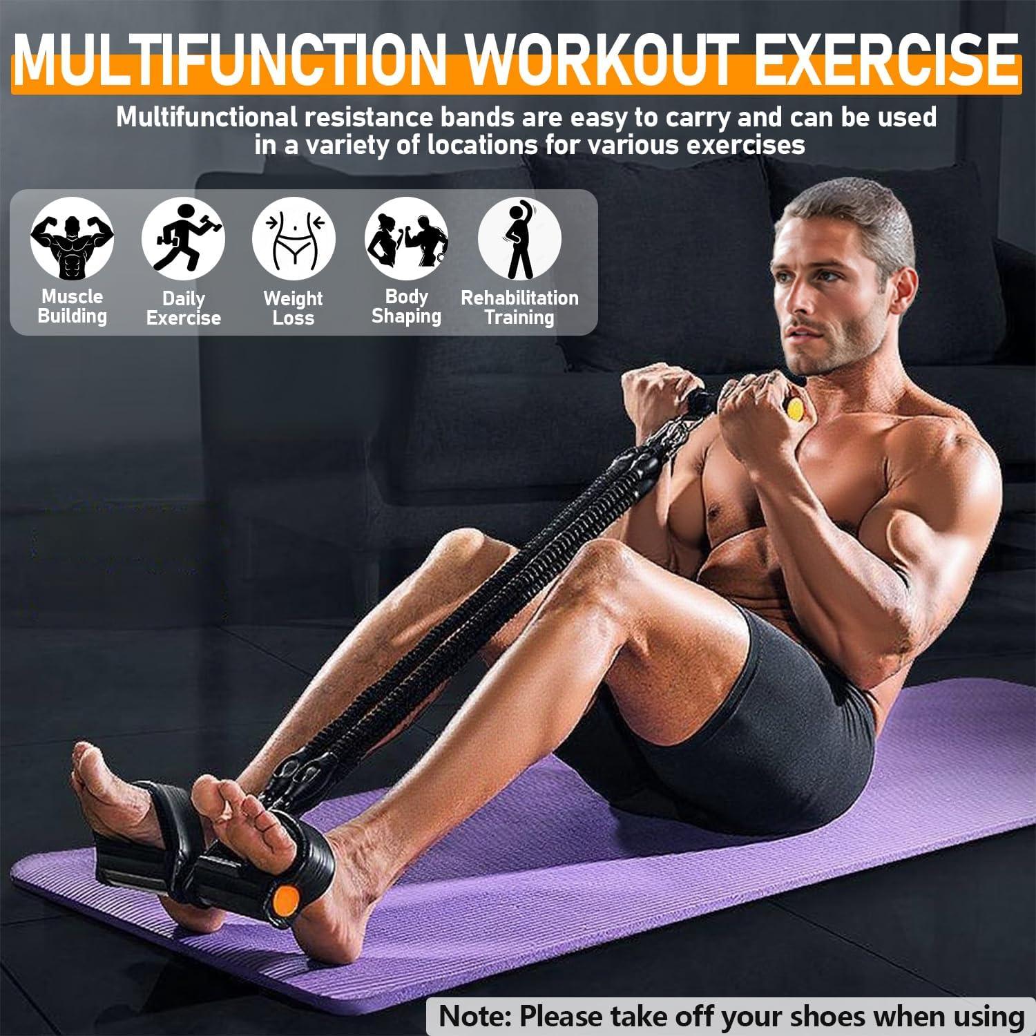 Banda de Resistencia Ajustable HELISAN con Pedal - 4 Tubos 11.34-45.36 kg