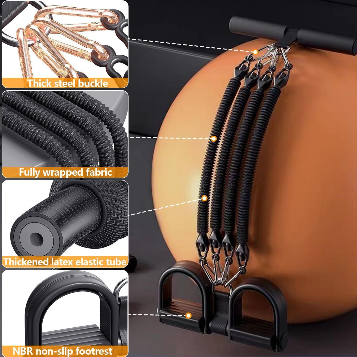 Banda de Resistencia Ajustable HELISAN con Pedal - 4 Tubos 11.34-45.36 kg