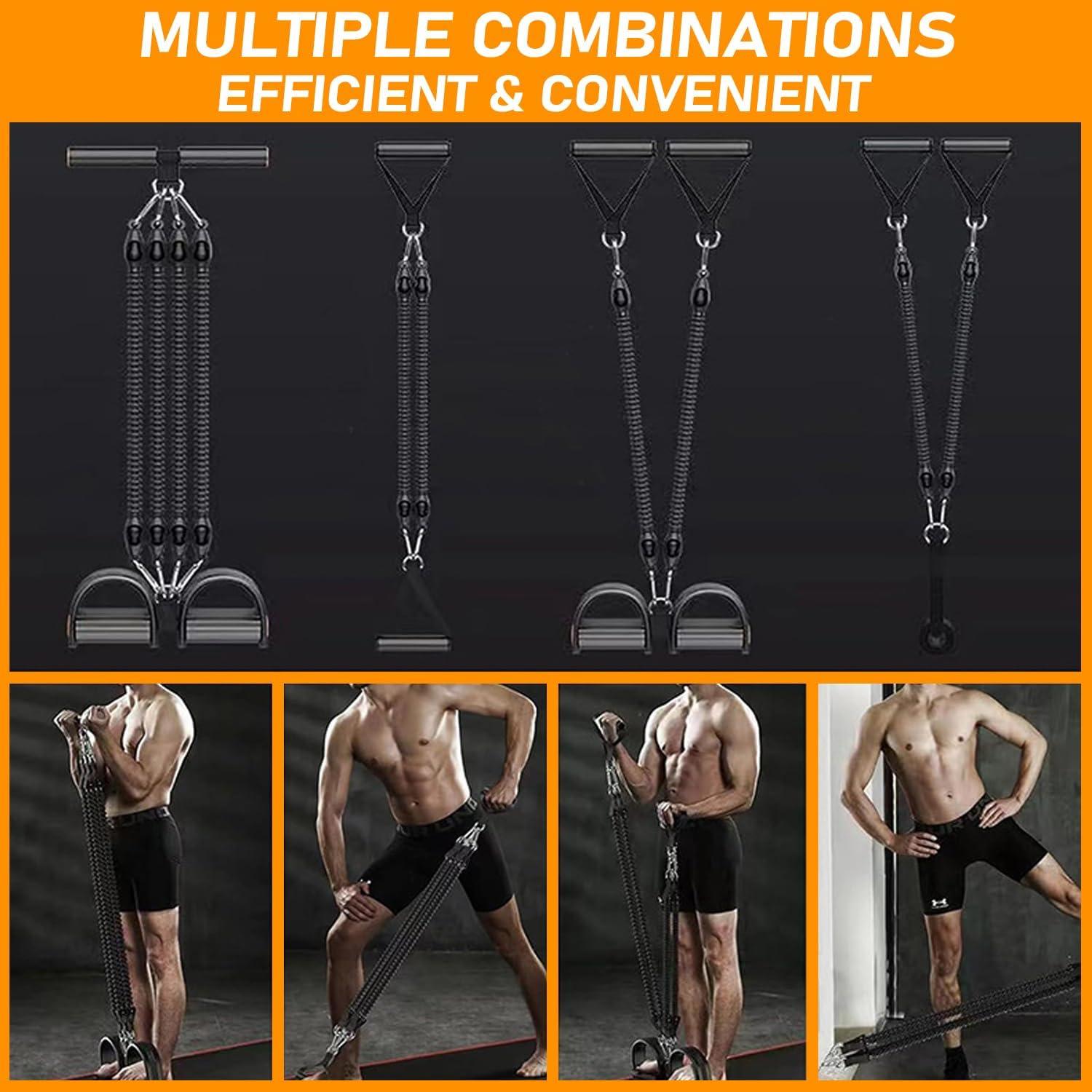 Banda de Resistencia Ajustable HELISAN con Pedal - 4 Tubos 11.34-45.36 kg