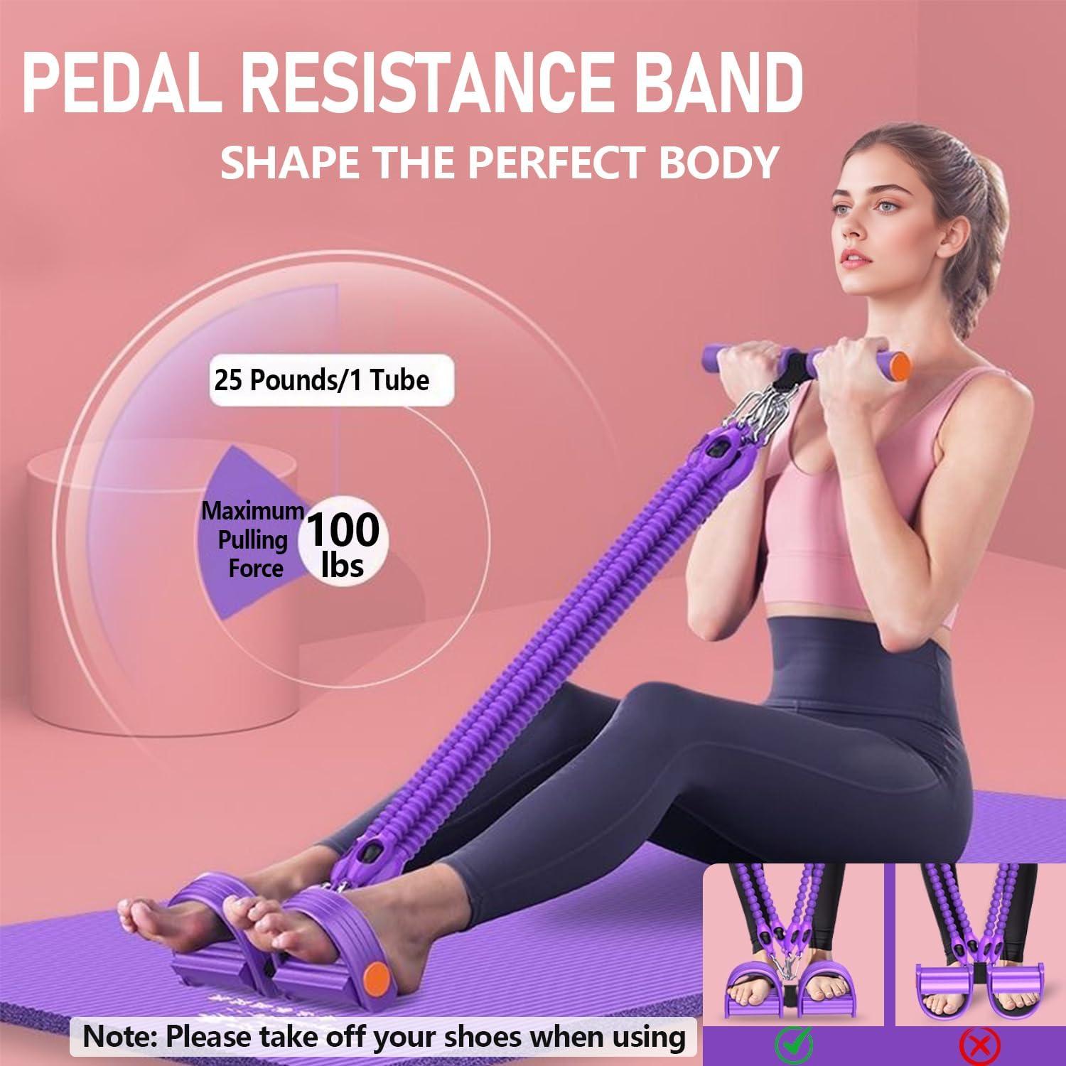 Banda de Resistencia Ajustable HELISAN con Pedal - 4 Tubos 11.34-45.36 kg