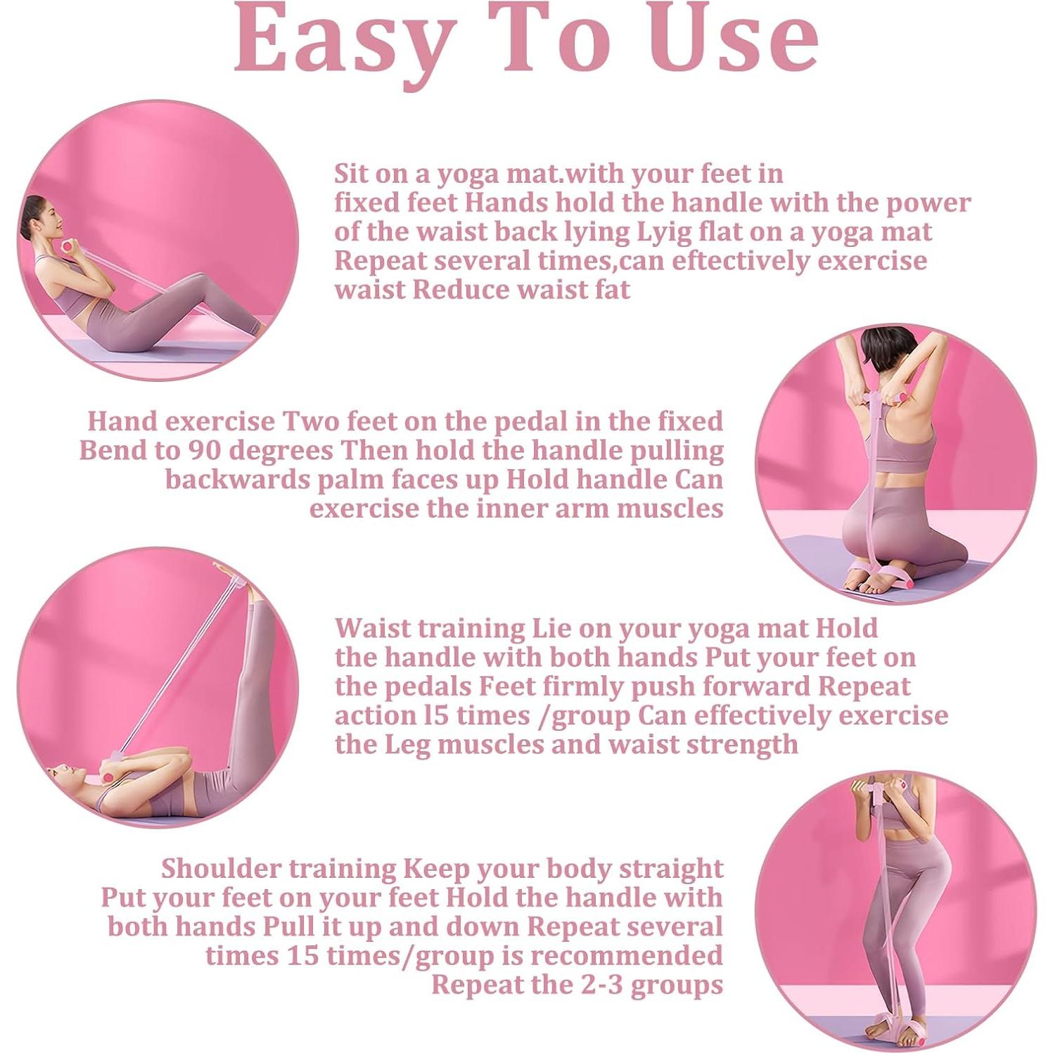 Banda de Resistencia con Pedal Xorim Rosa 8 Tubos Antideslizante