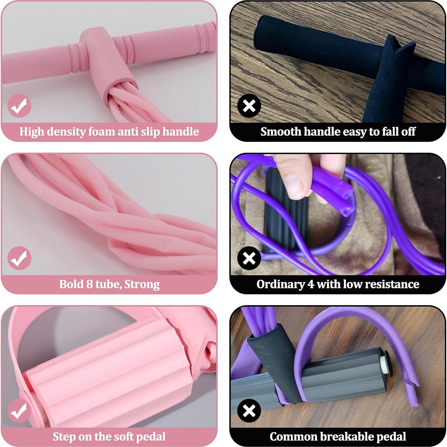 Banda de Resistencia con Pedal Xorim Rosa 8 Tubos Antideslizante