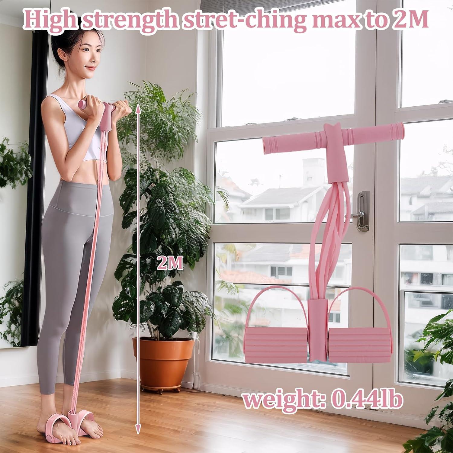 Banda de Resistencia con Pedal Xorim Rosa 8 Tubos Antideslizante