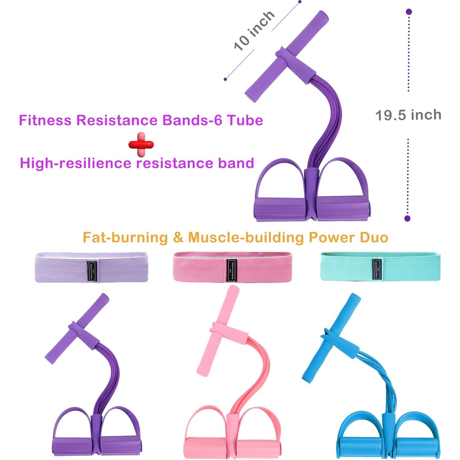 Tirador de Tobillo Gcoujrl 6 Tubos + 21 Bandas de Resistencia