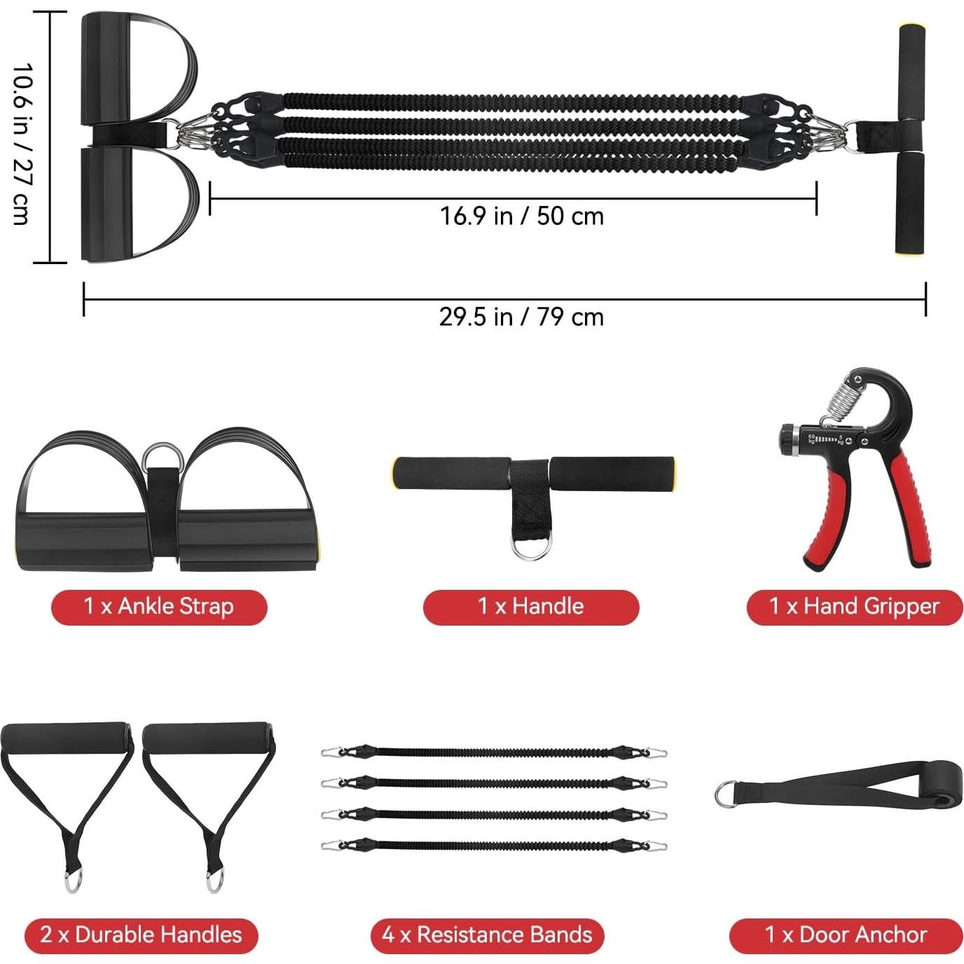 Banda de Resistencia con Pedal Vonlarka 2025 - 4 Tubos Ajustables