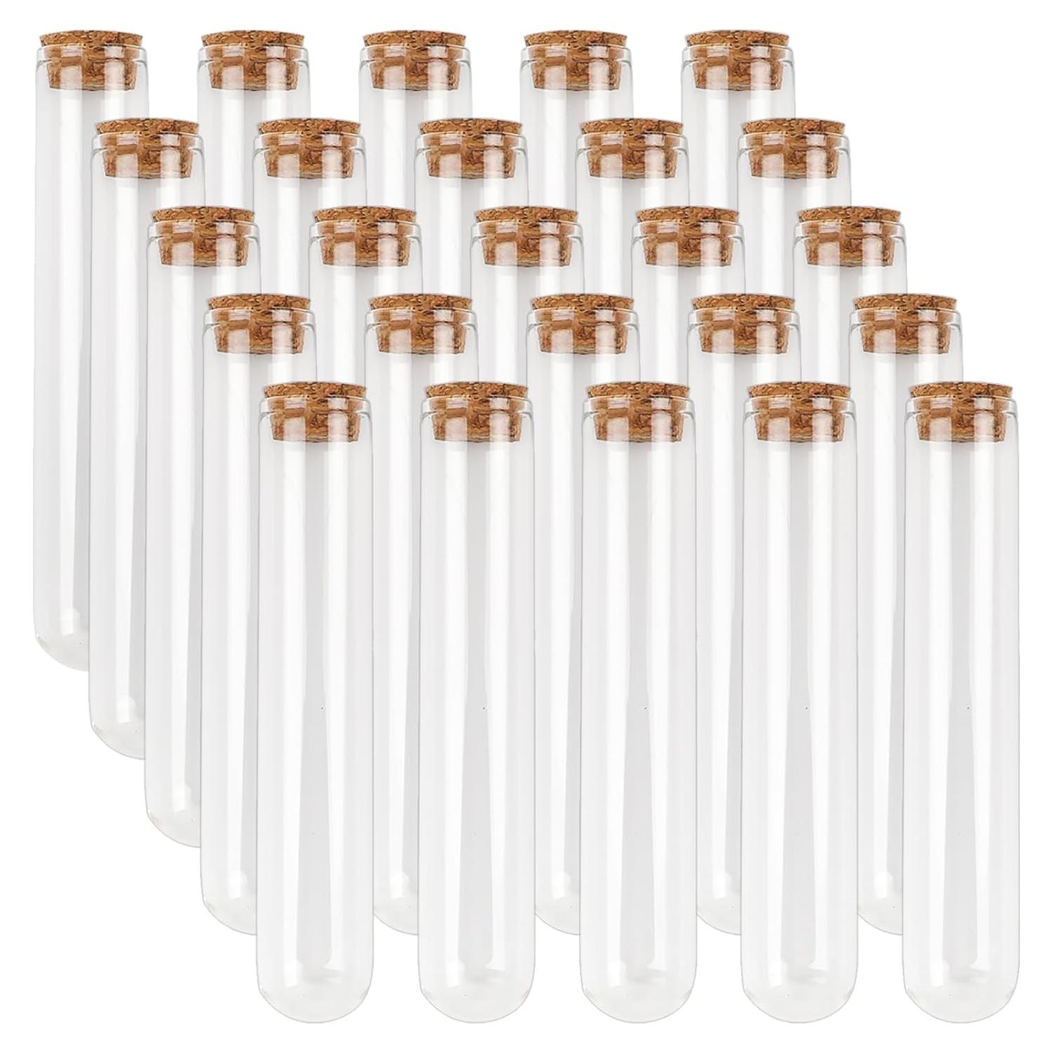 Tubo de Ensayo de Vidrio DEPEPE 25pcs 50ml 25x140mm con Corcho