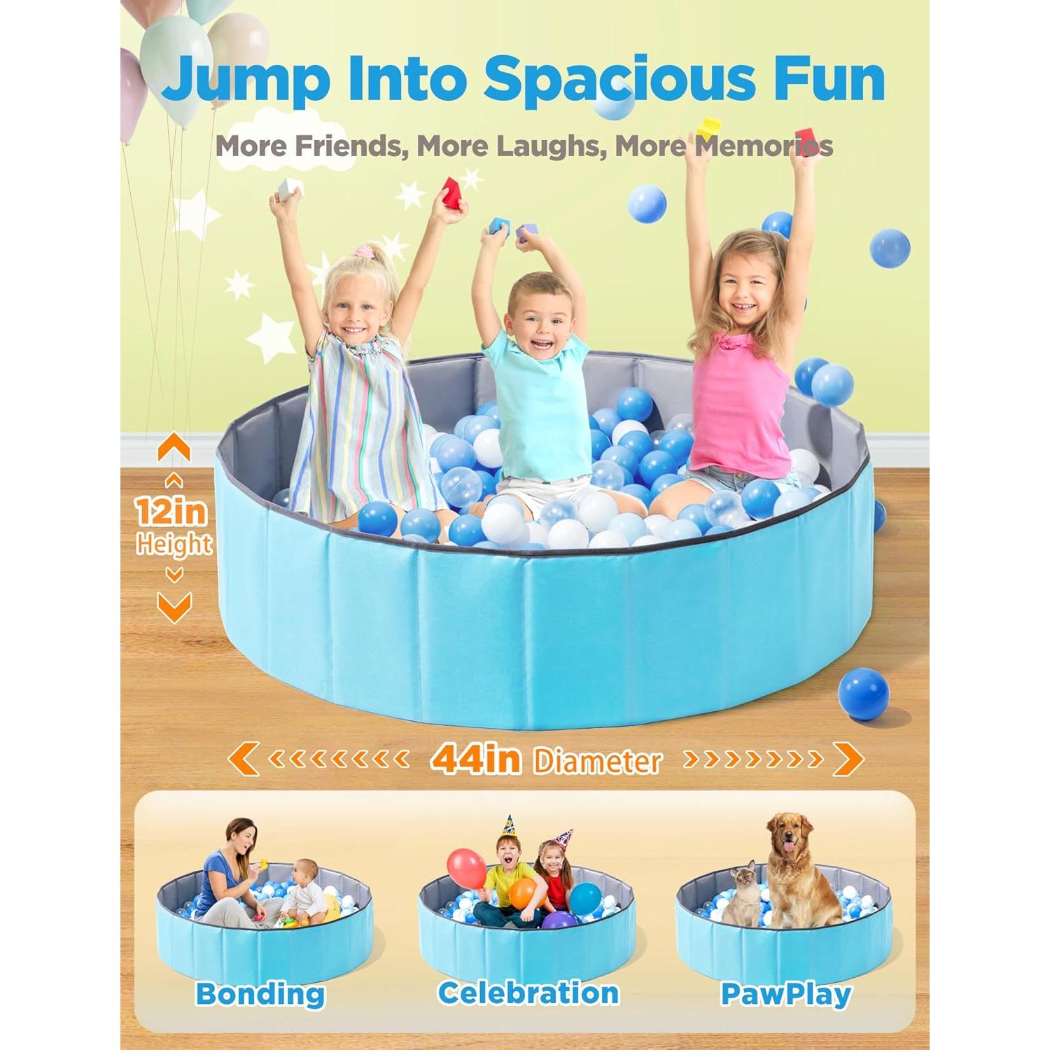 Piscina de Bolas Plegable Hikiddy 111.76 cm Azul para Niños