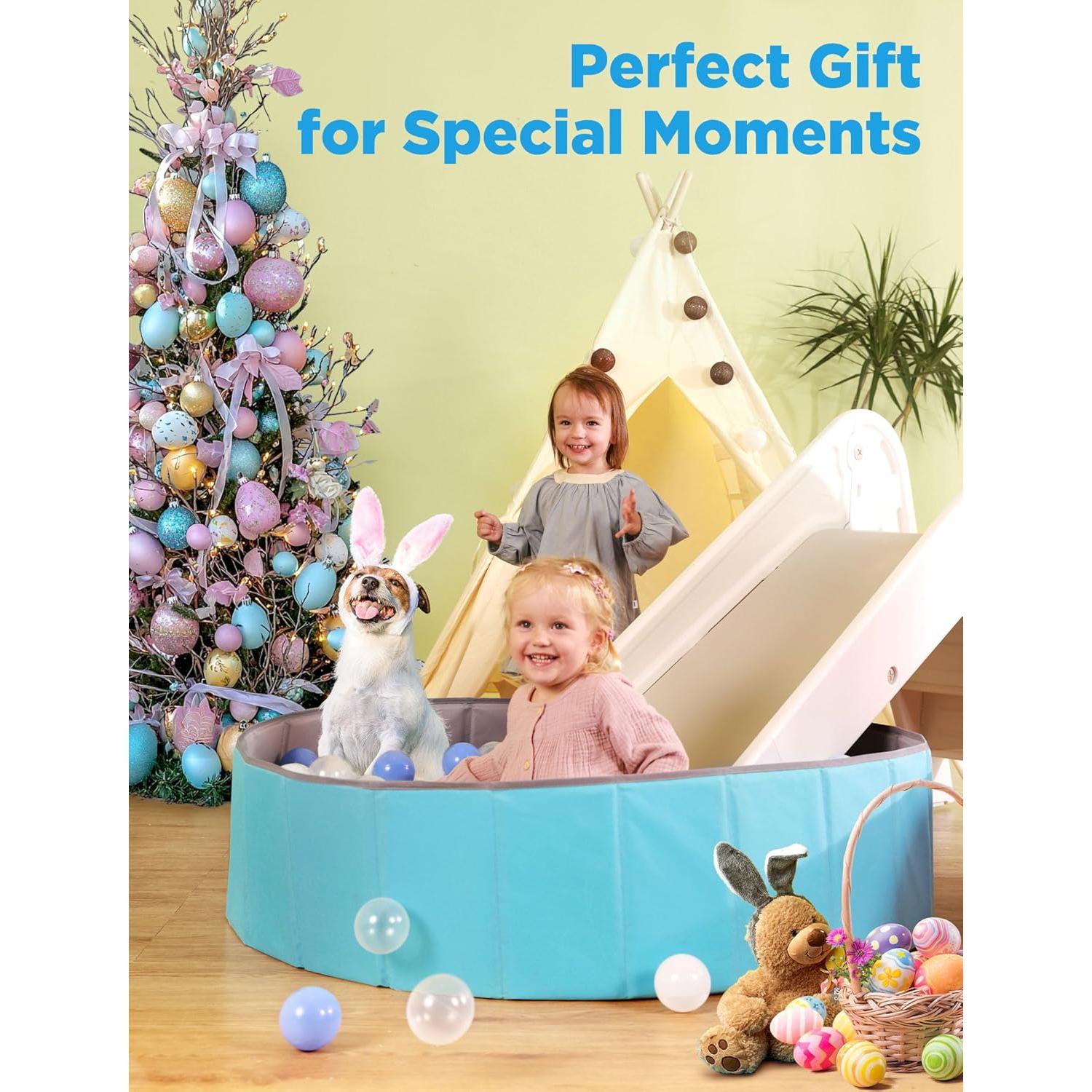 Piscina de Bolas Plegable Hikiddy 111.76 cm Azul para Niños