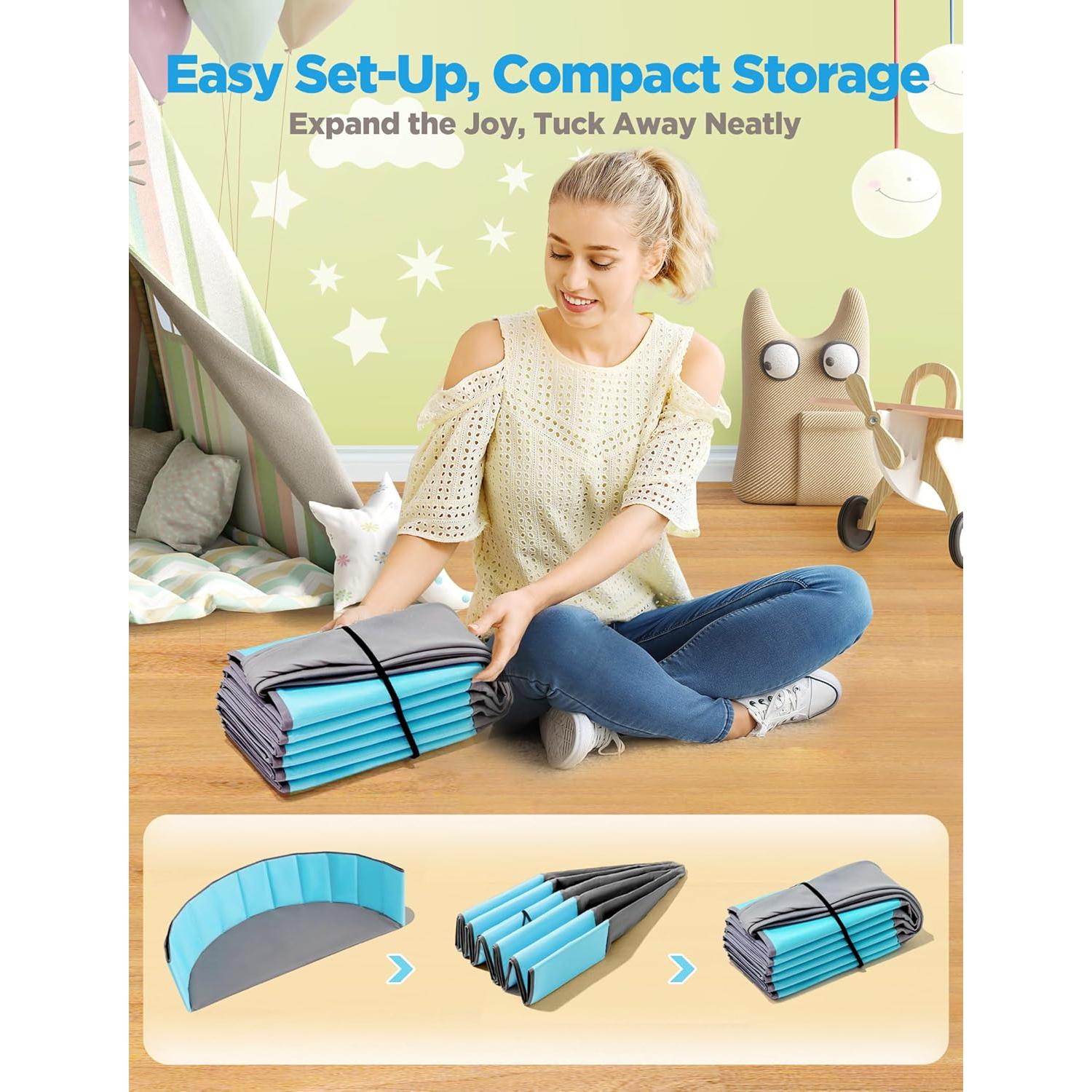 Piscina de Bolas Plegable Hikiddy 111.76 cm Azul para Niños