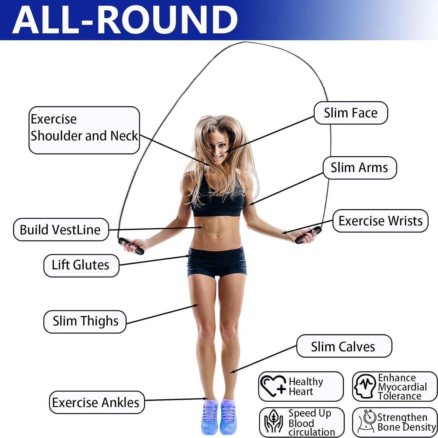 Cuerda de Salto con Peso Ajustable Goonidy 2.74m para Fitness