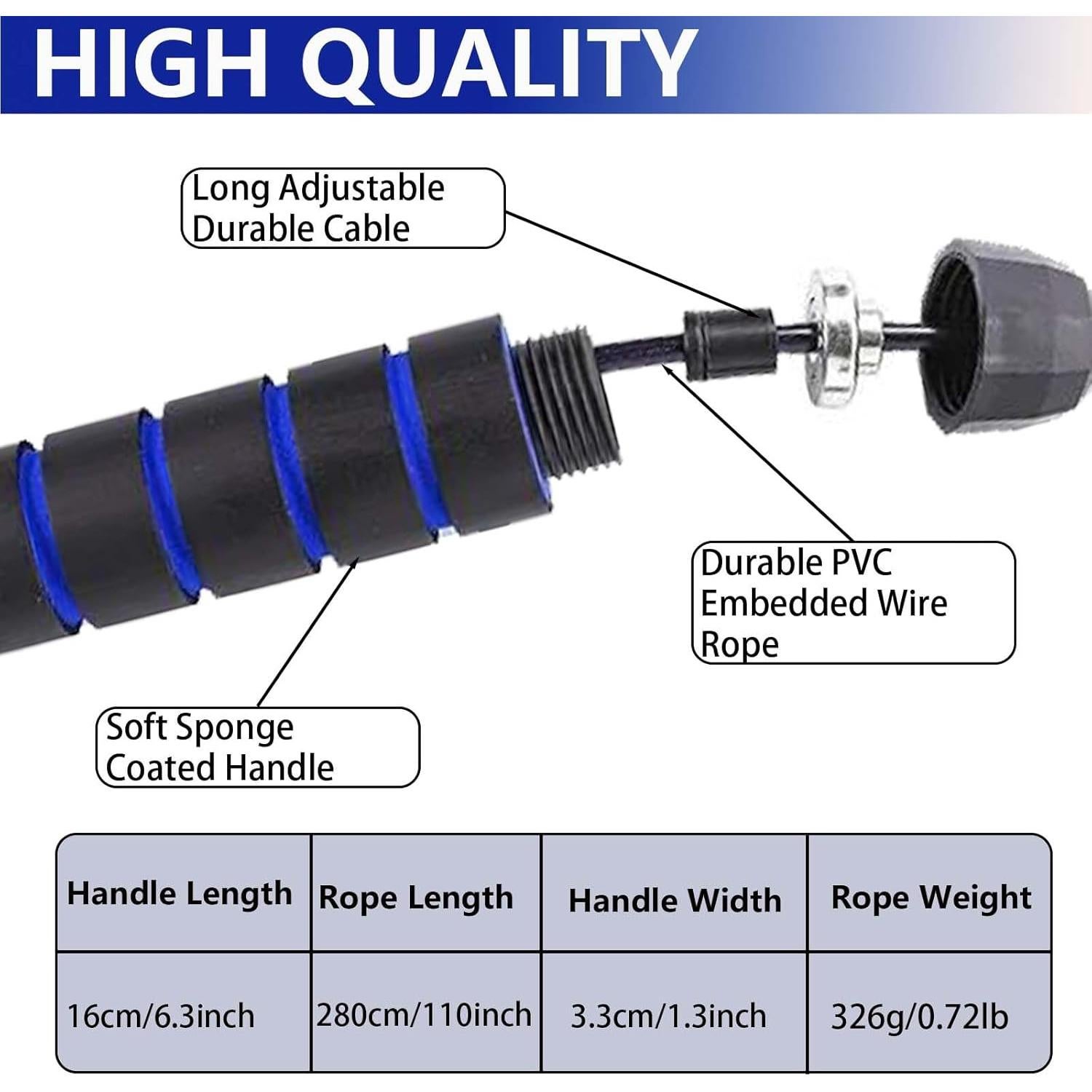 Cuerda de Salto con Peso Ajustable Goonidy 2.74m para Fitness