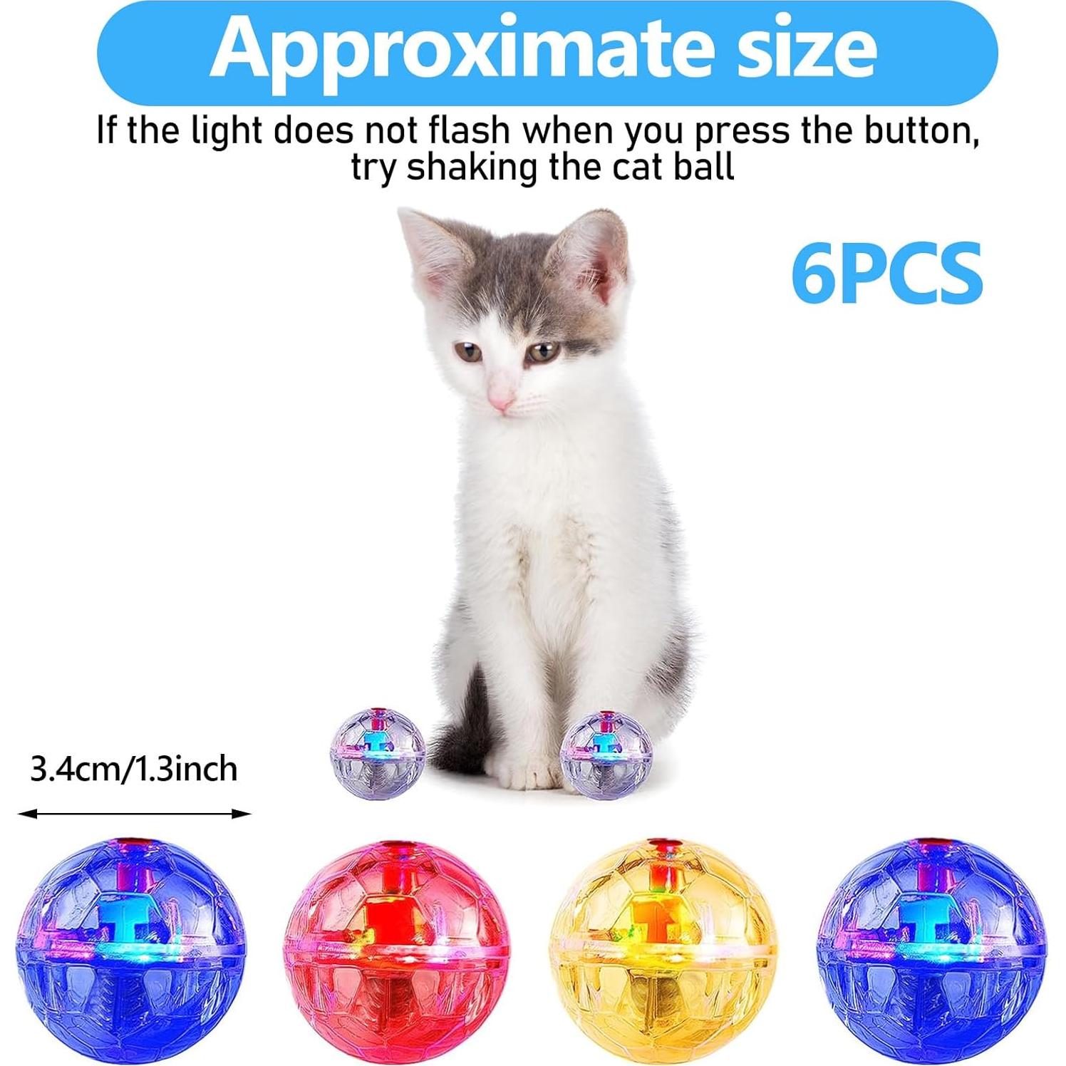 Bolas Interactivas para Gatos Sratte - 6 Piezas con Luz LED