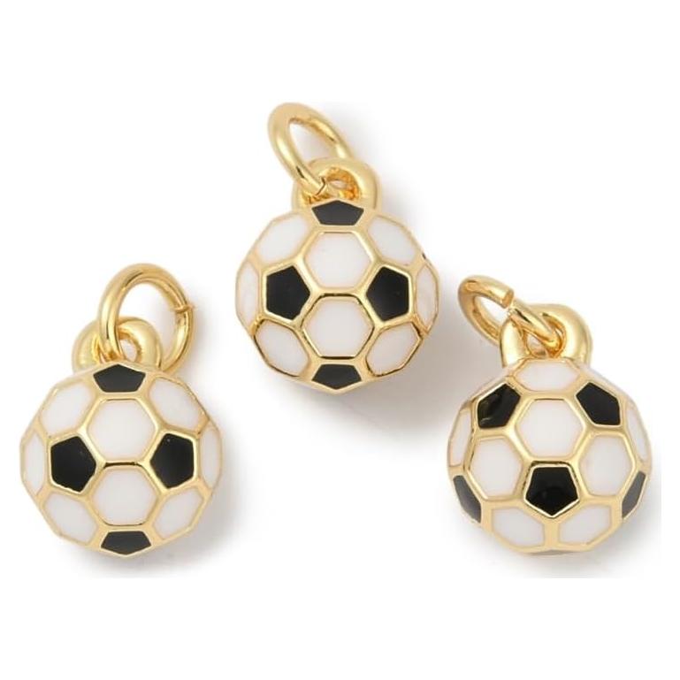 10 Piezas Encantos de Esmalte de Fútbol Clotiry 6.5-7 mm