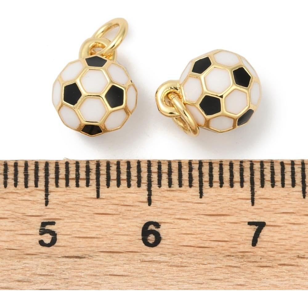 10 Piezas Encantos de Esmalte de Fútbol Clotiry 6.5-7 mm