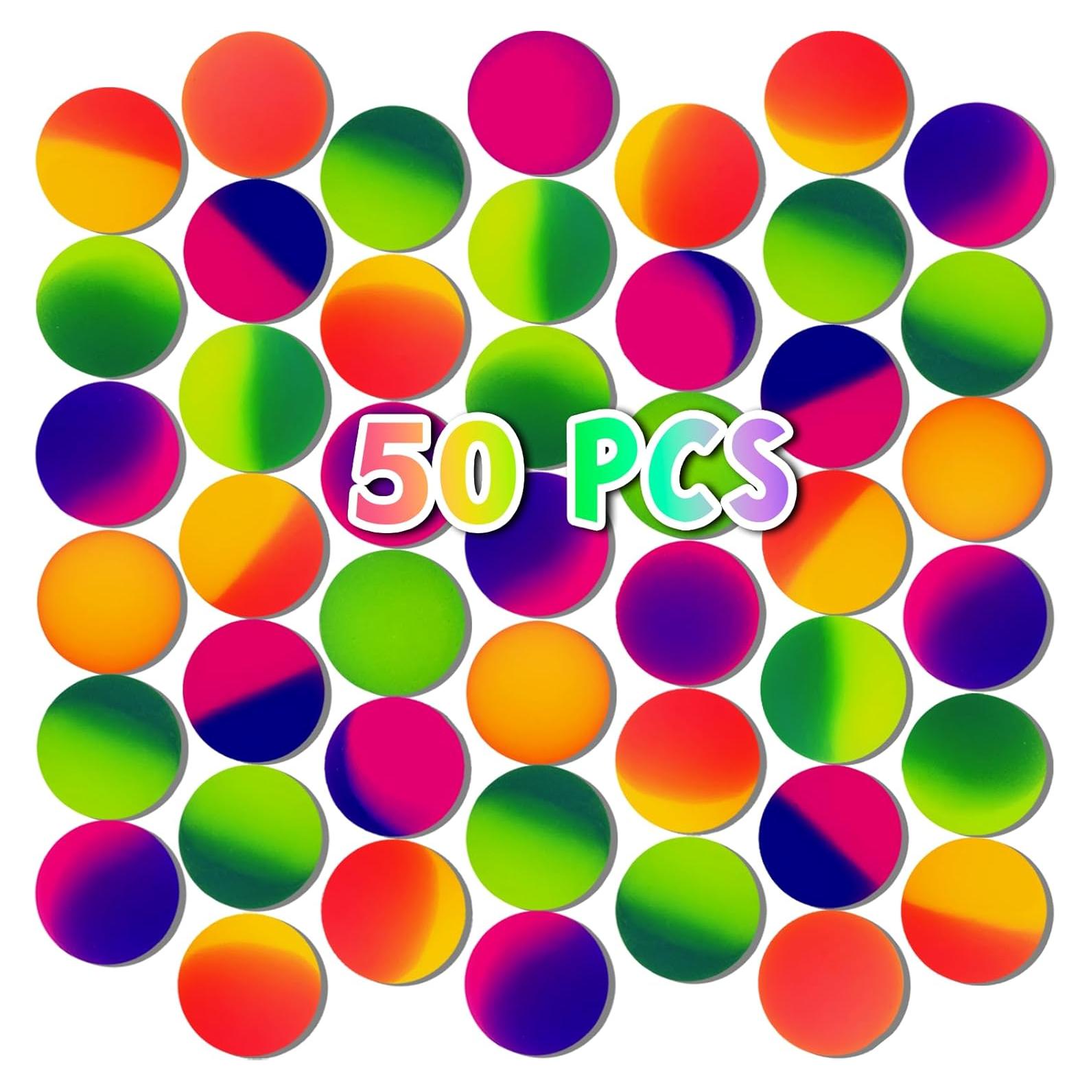 50 Pelotas Rebotadoras de Goma Whkvnng 32mm Multicolor
