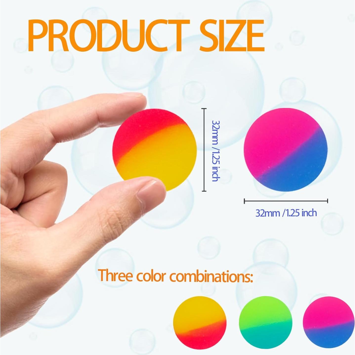 40 Pelotas Rebotadoras de Goma Irrmshr 32 mm Colores Brillantes