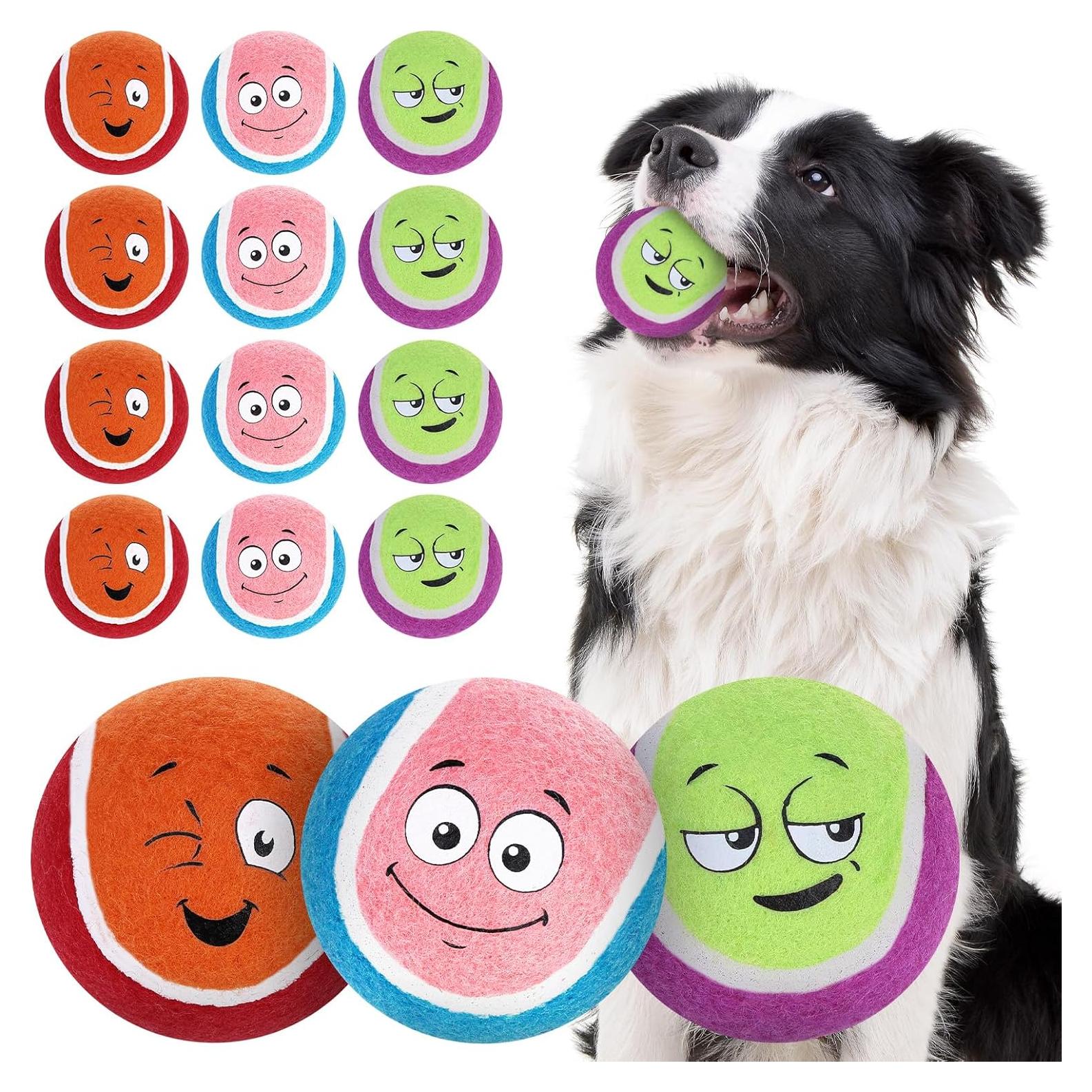 Pelotas de Tenis para Perros EXPAWLORER - Paquete de 12, 6.35 cm