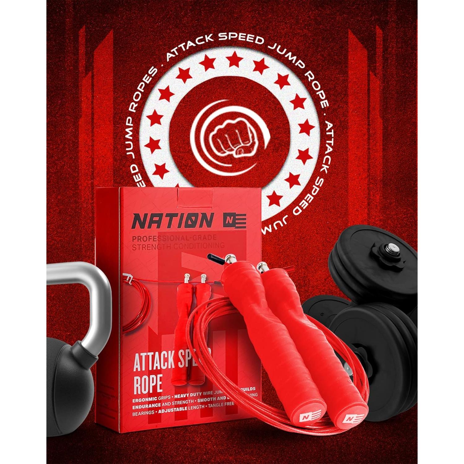 Cuerda de Salto WOD Nation Speed Roja Ajustable 3m Acero
