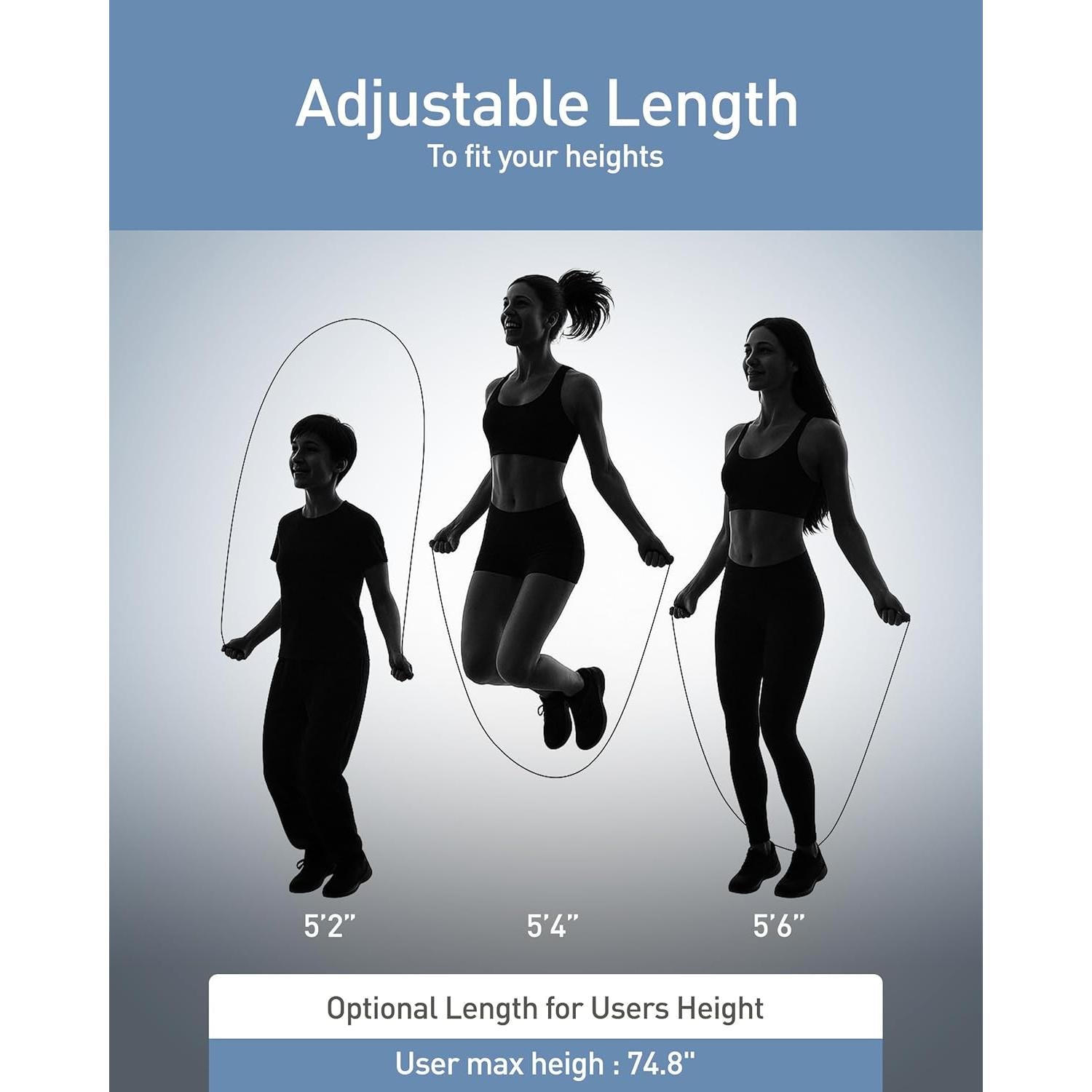 Cuerda de Salto Ajustable BYZOOM FITNESS - Antideslizante, 119g