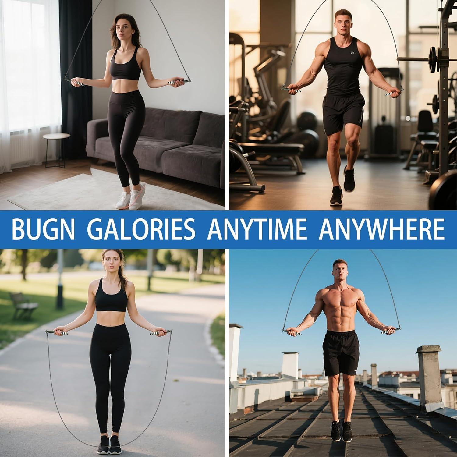 Cuerda de Salto Rápida MOGOLD con Pesas Ajustable 2.99-3.05m