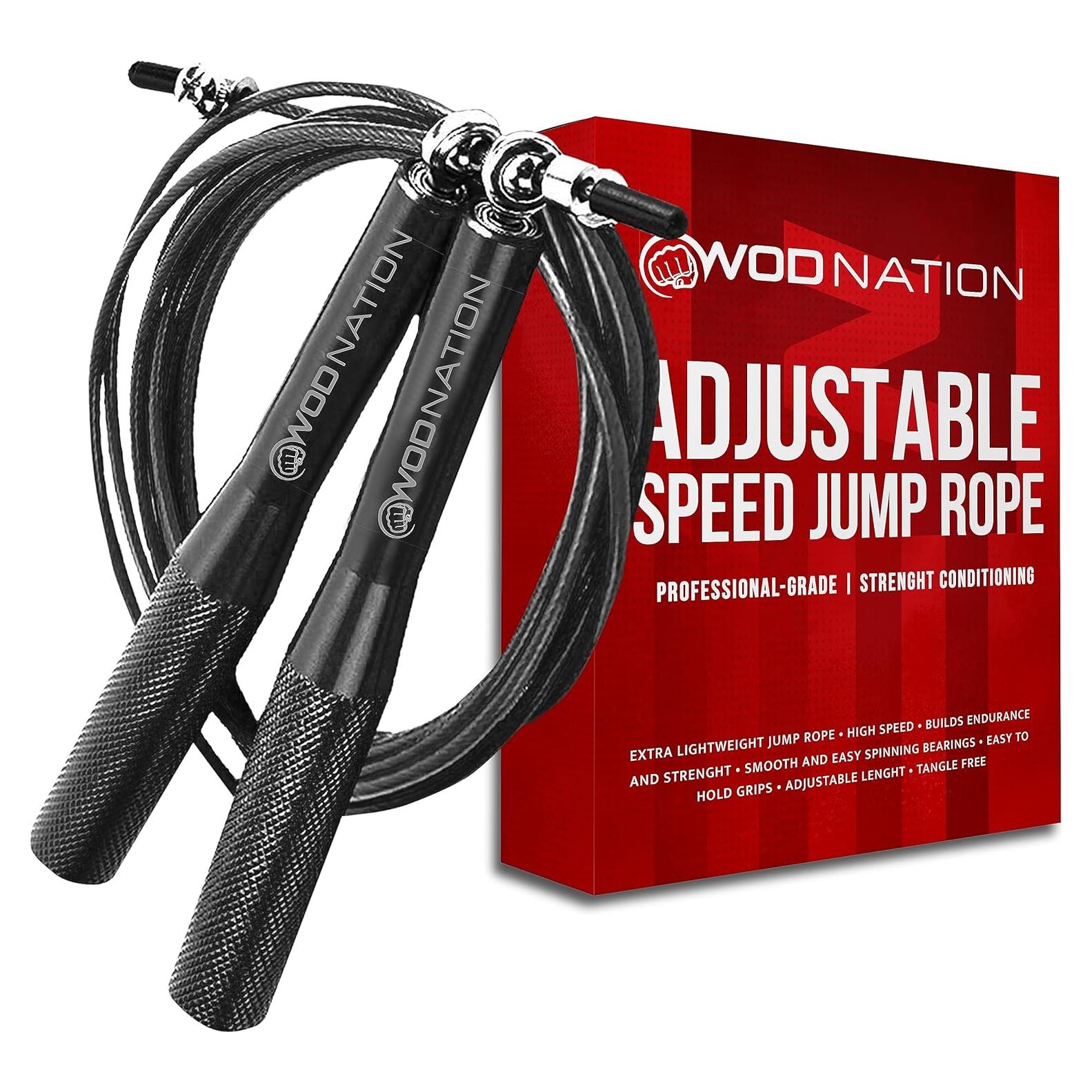 Cuerda para Saltar Ajustable WOD Nation 3.05m Aluminio Negro