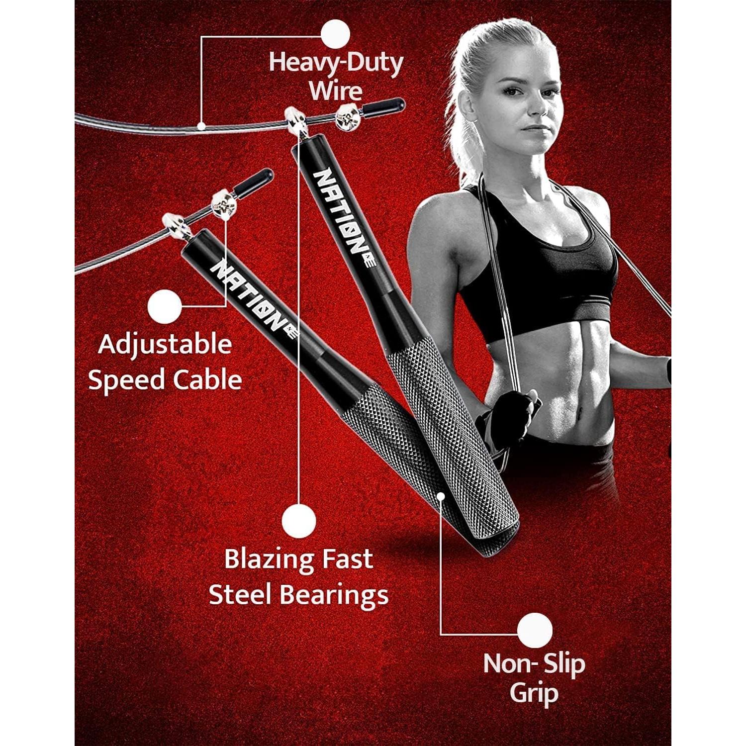 Cuerda para Saltar Ajustable WOD Nation 3.05m Aluminio Negro