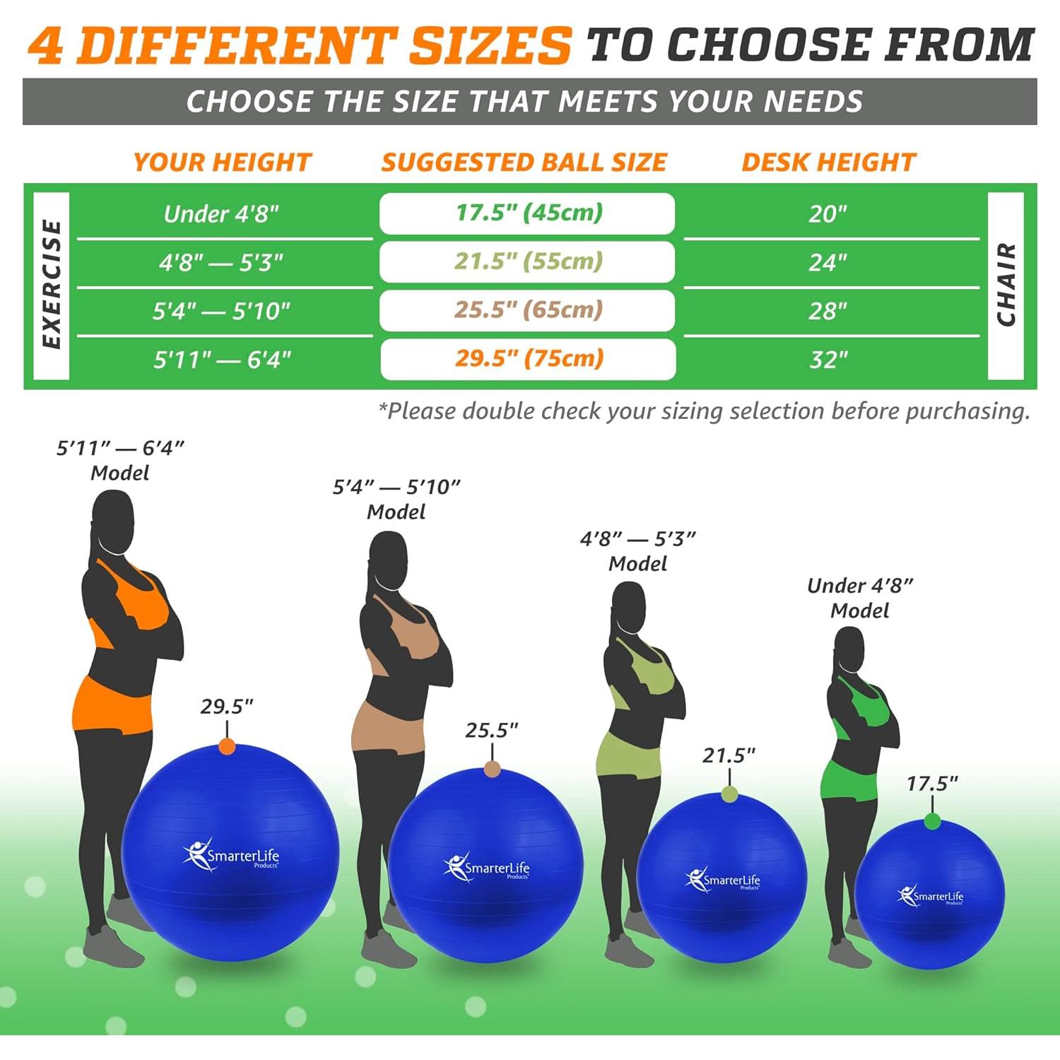 Bola de Ejercicio SmarterLife 45 cm Antideslizante PVC Negro