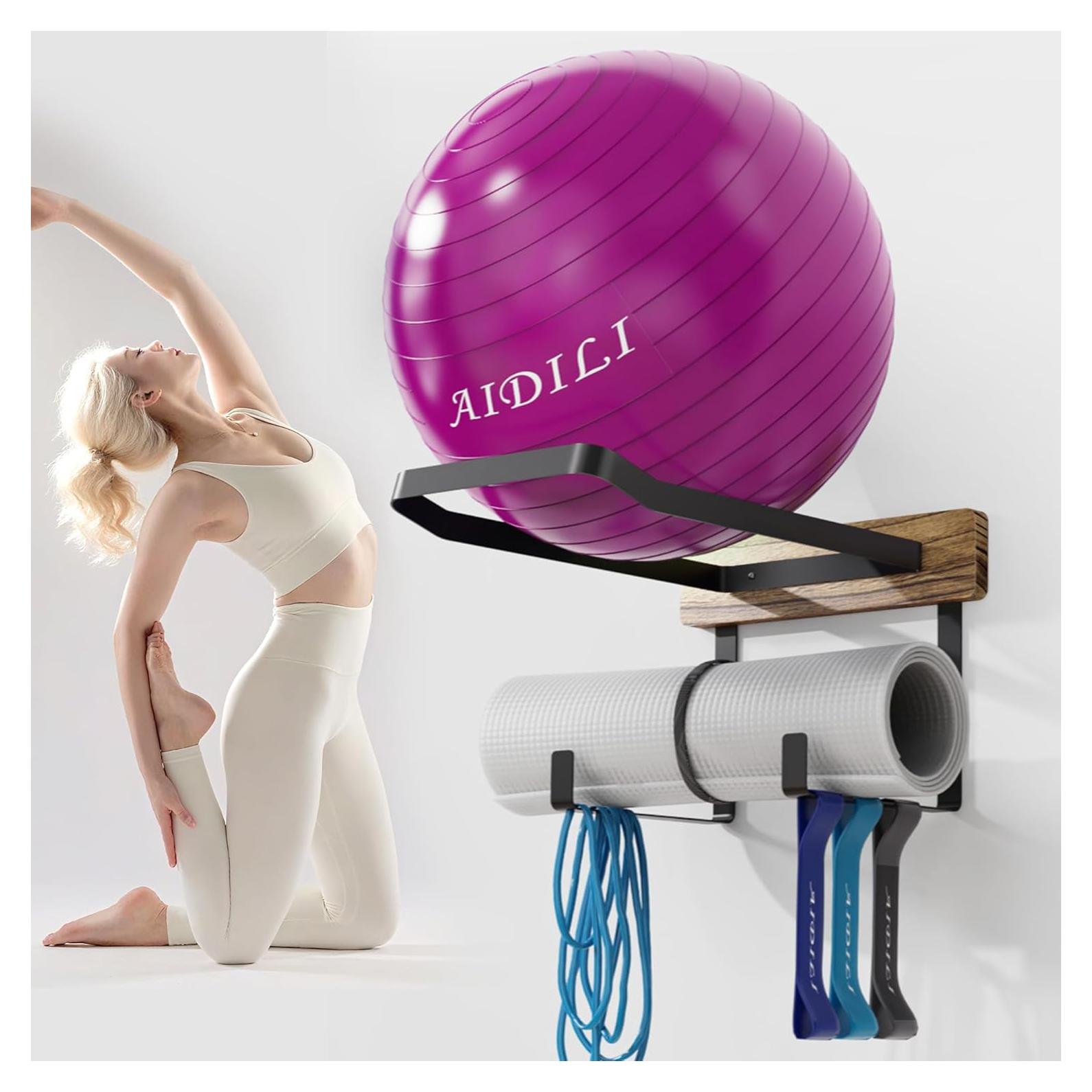 Soporte de Pared para Pelotas de Yoga AIDILI Negro 34x44cm