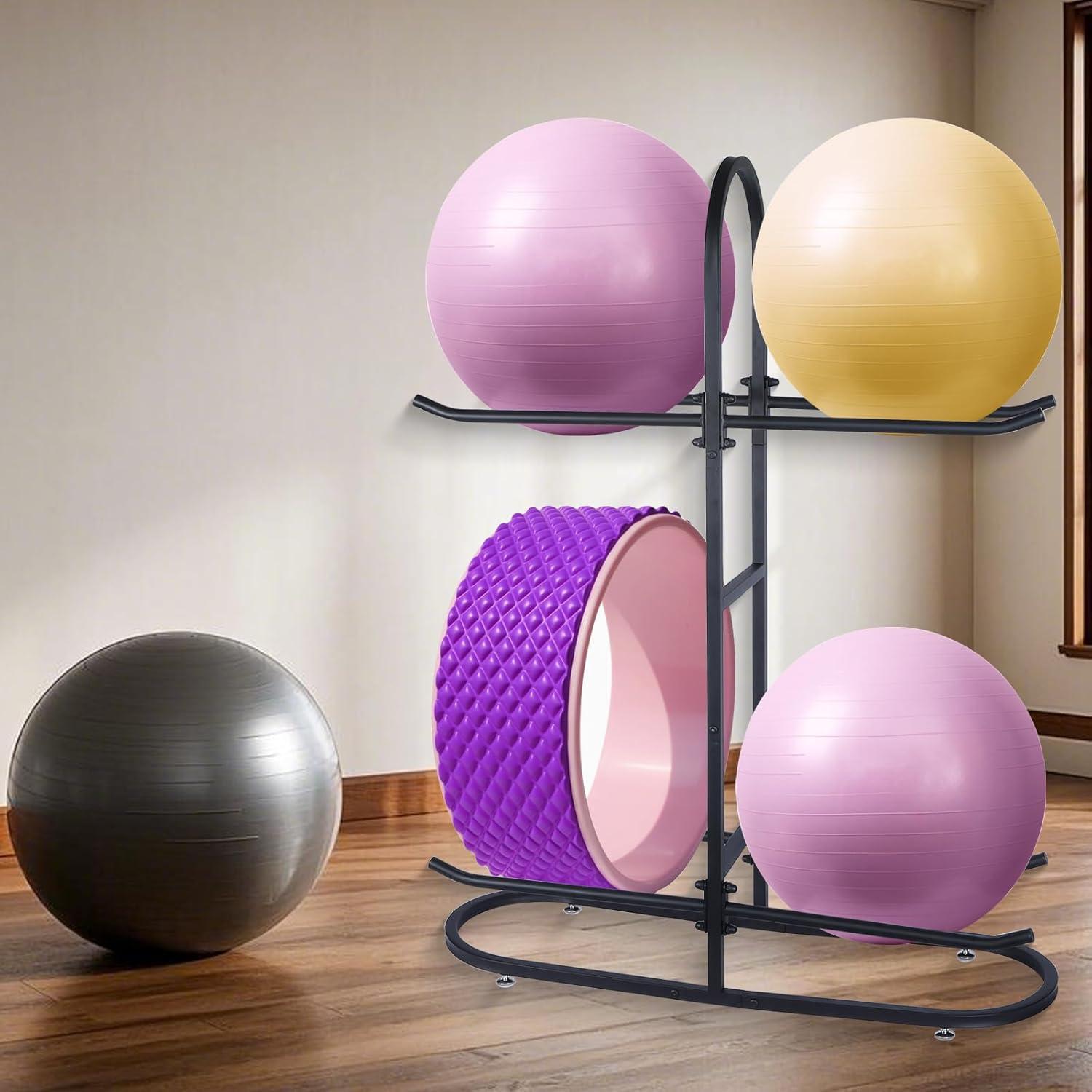 Soporte para Pelotas de Ejercicio MEIPEIQIZHI - Almacenamiento para 4 Pelotas