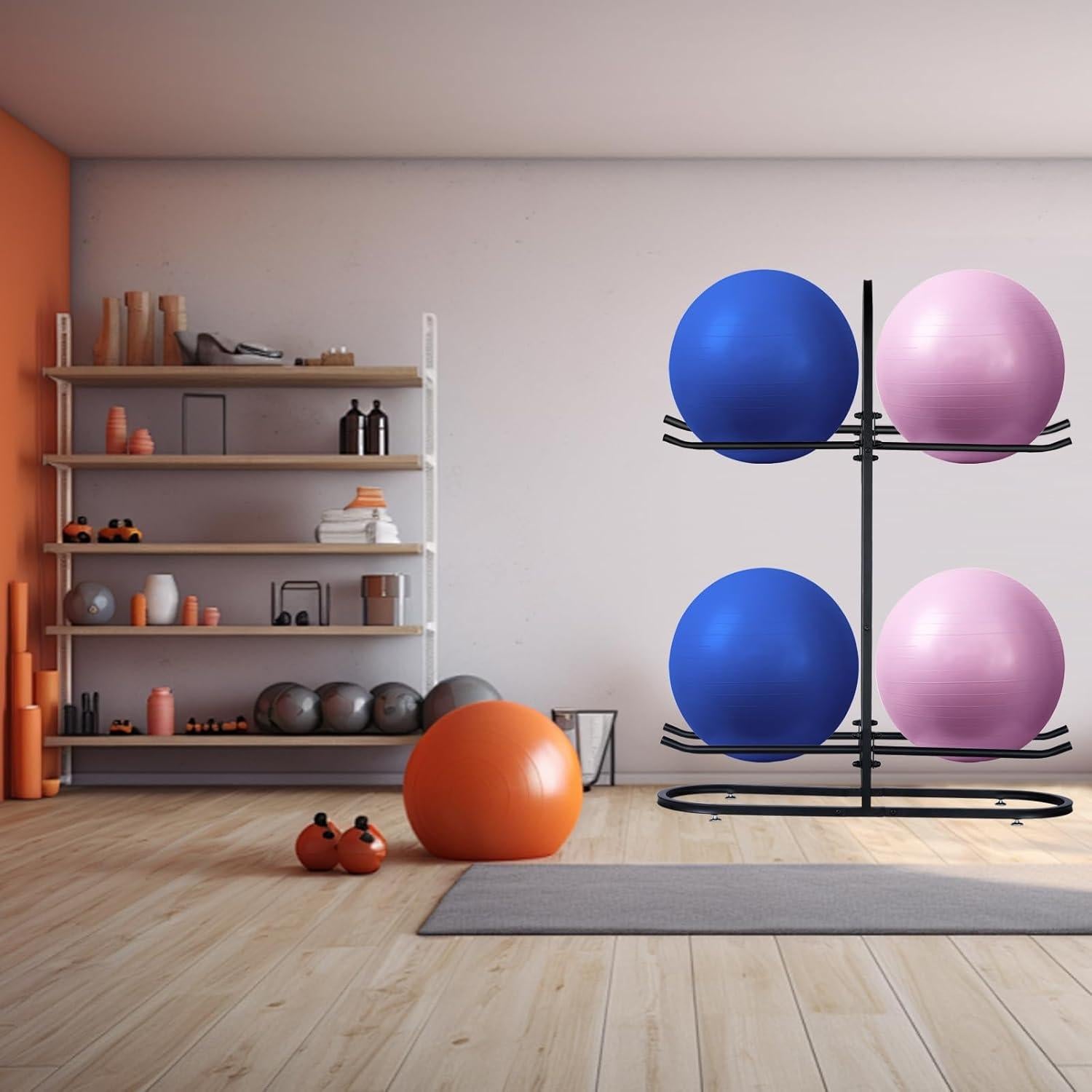 Soporte para Pelotas de Ejercicio MEIPEIQIZHI - Almacenamiento para 4 Pelotas