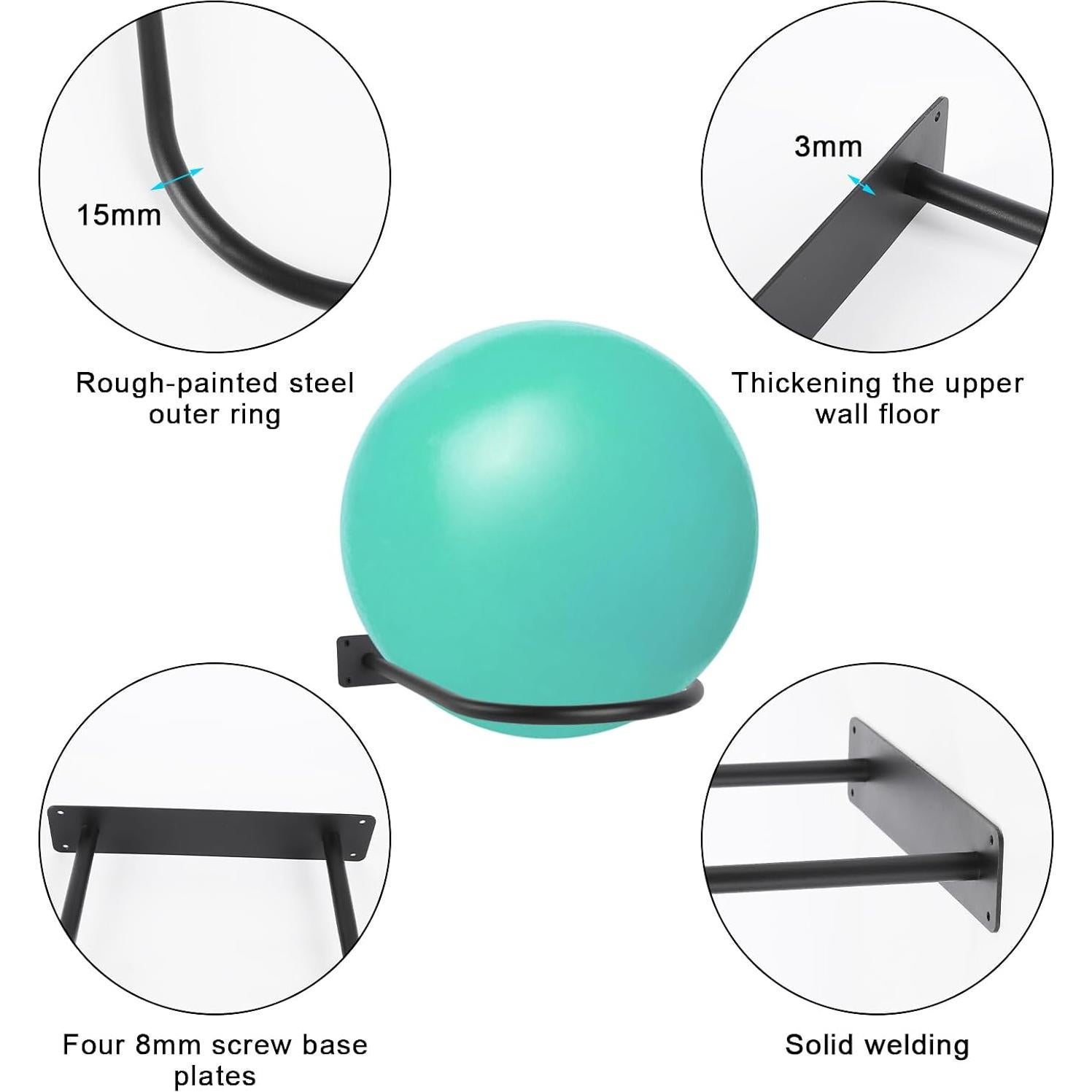 Soporte Montado en Pared para Pelotas de Yoga MEIPMQZ - Negro