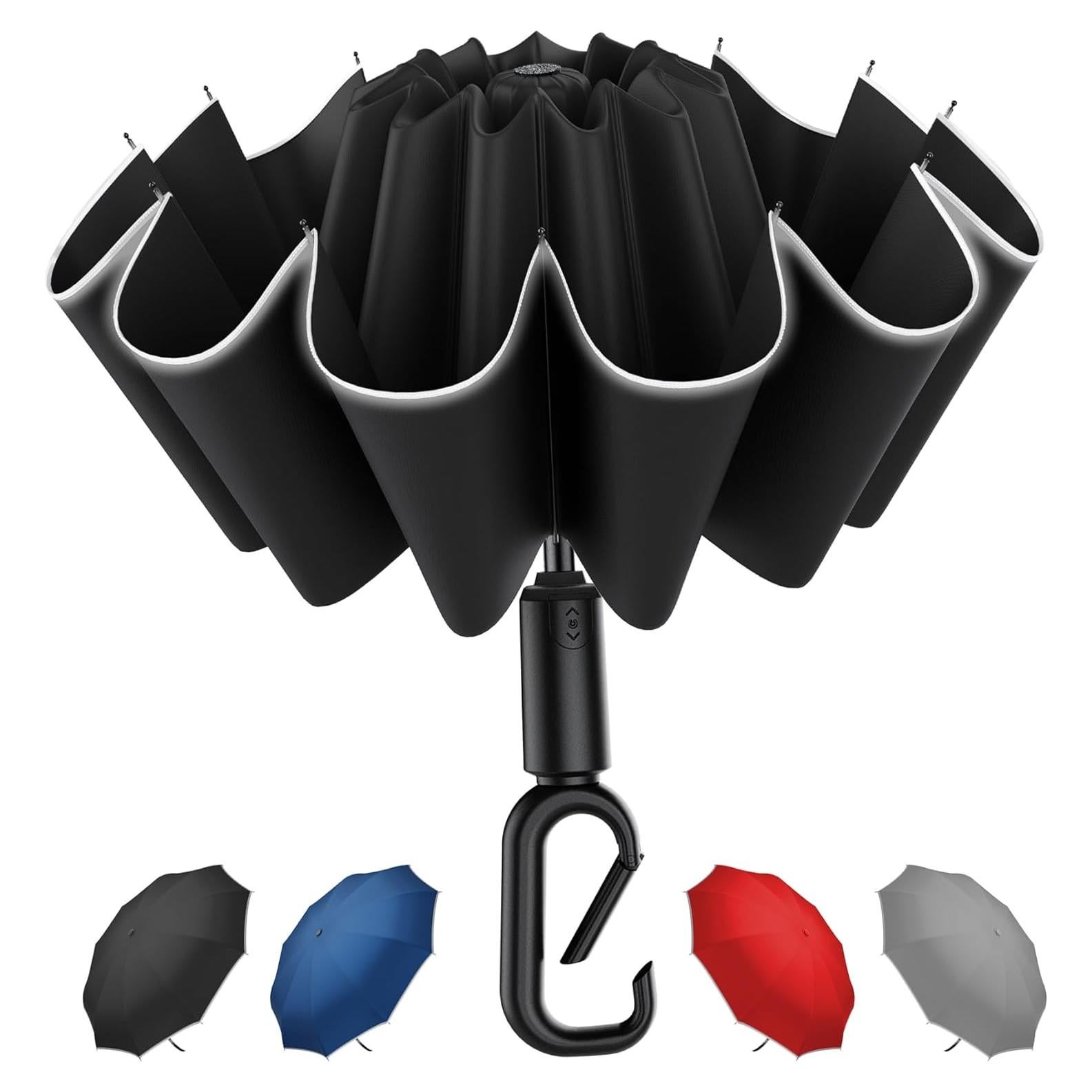 Paraguas Automático Compacto UPF 50+ - Negro, Ligero y Resistente