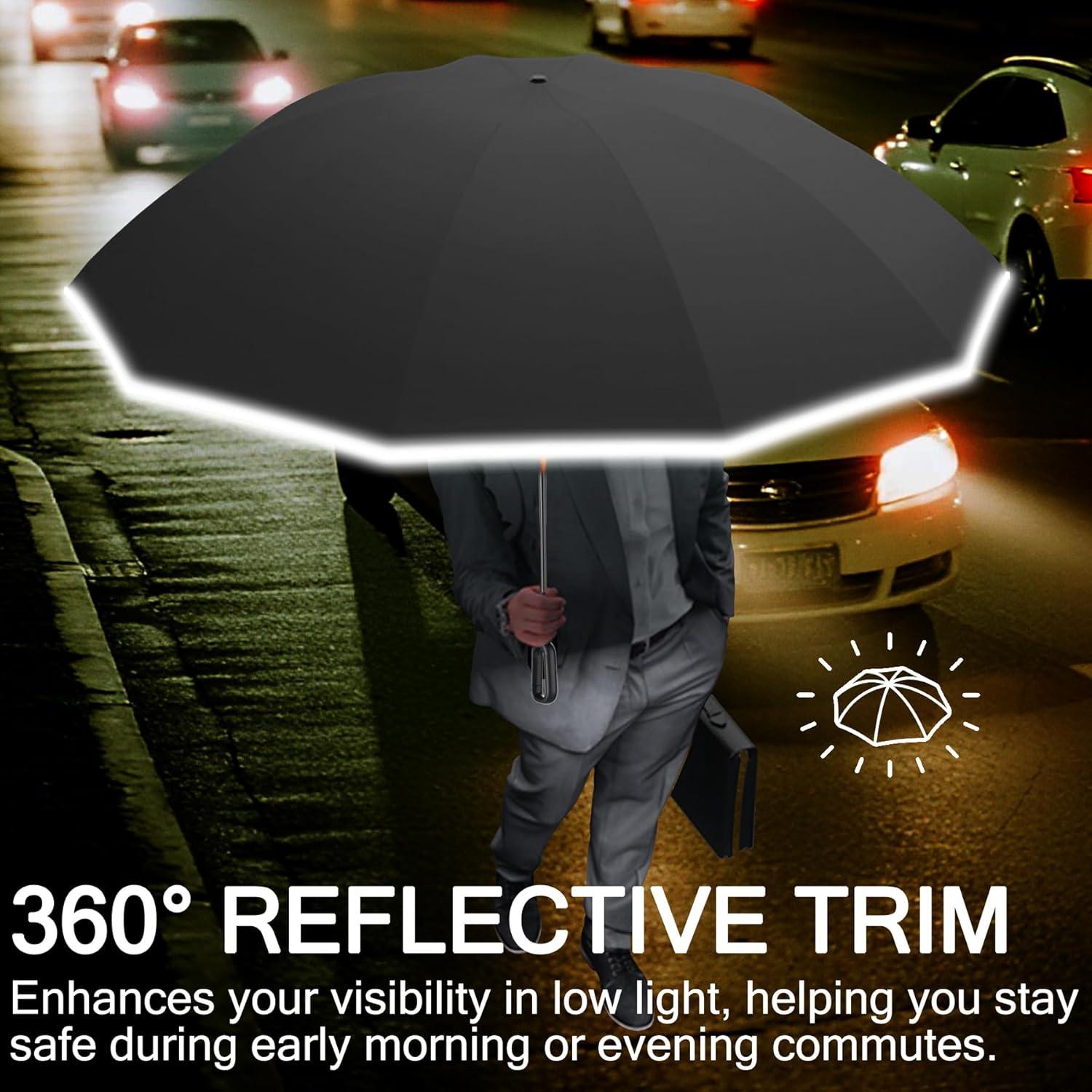 Paraguas Automático Compacto UPF 50+ - Negro, Ligero y Resistente