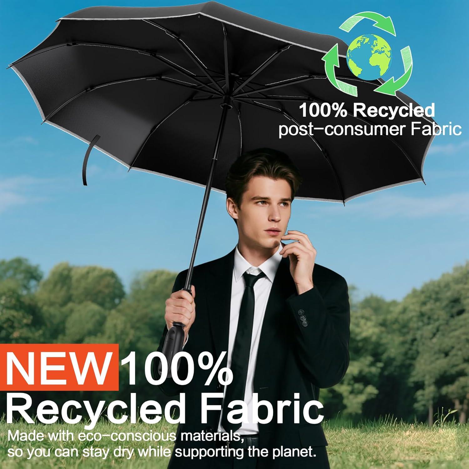 Paraguas Automático Compacto UPF 50+ - Negro, Ligero y Resistente