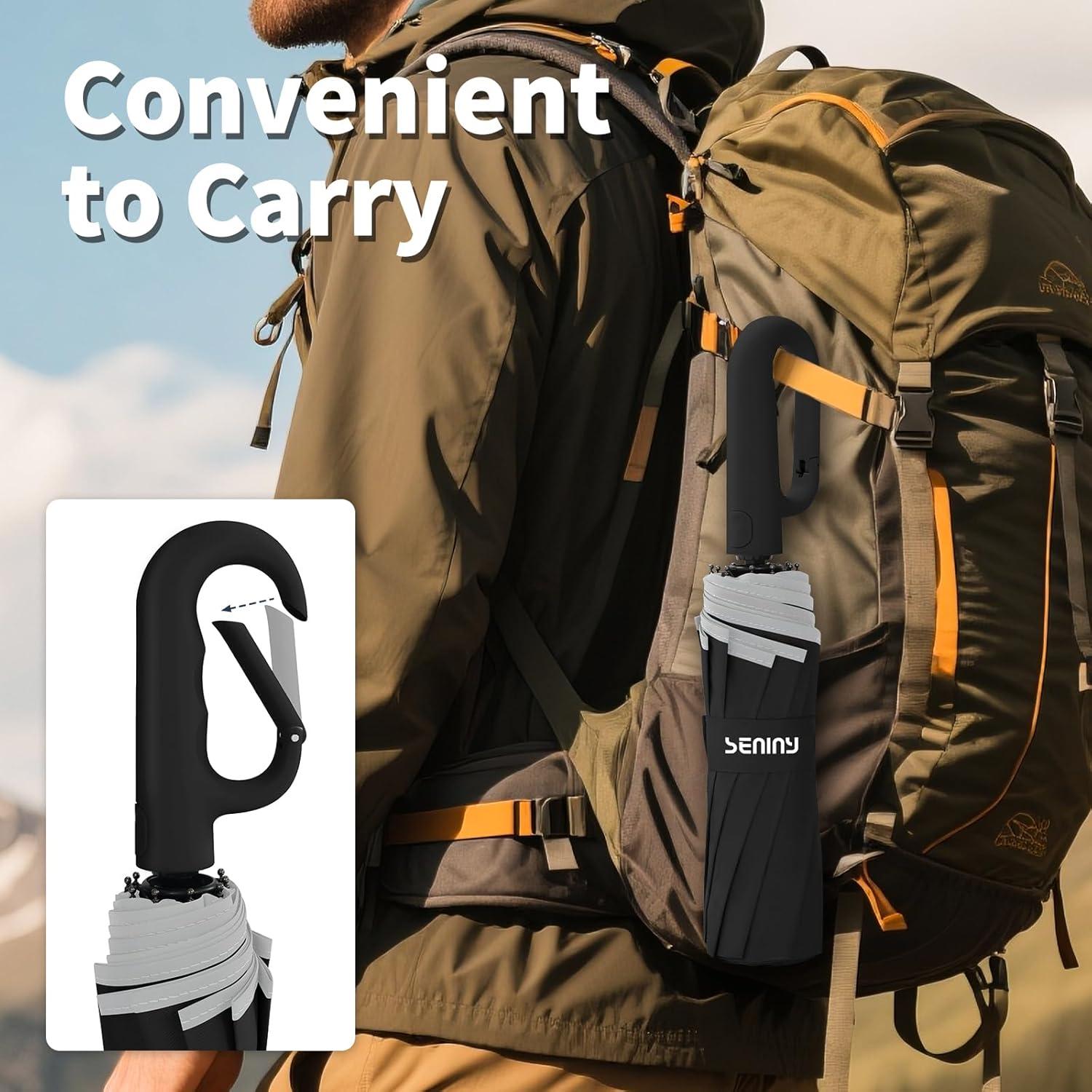 Paraguas de Viaje Seniny Compacto UV 118 cm a Prueba de Viento