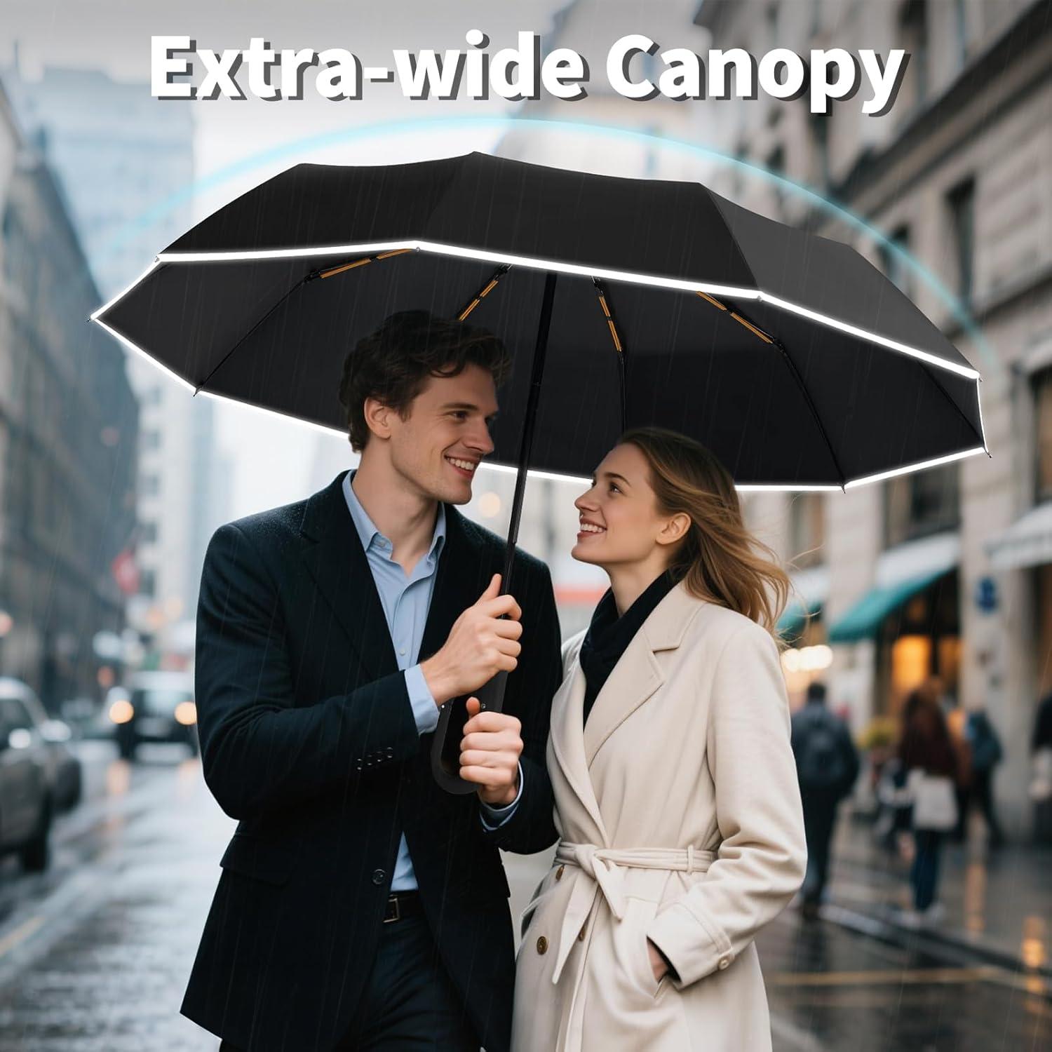 Paraguas de Viaje Seniny Compacto UV 118 cm a Prueba de Viento