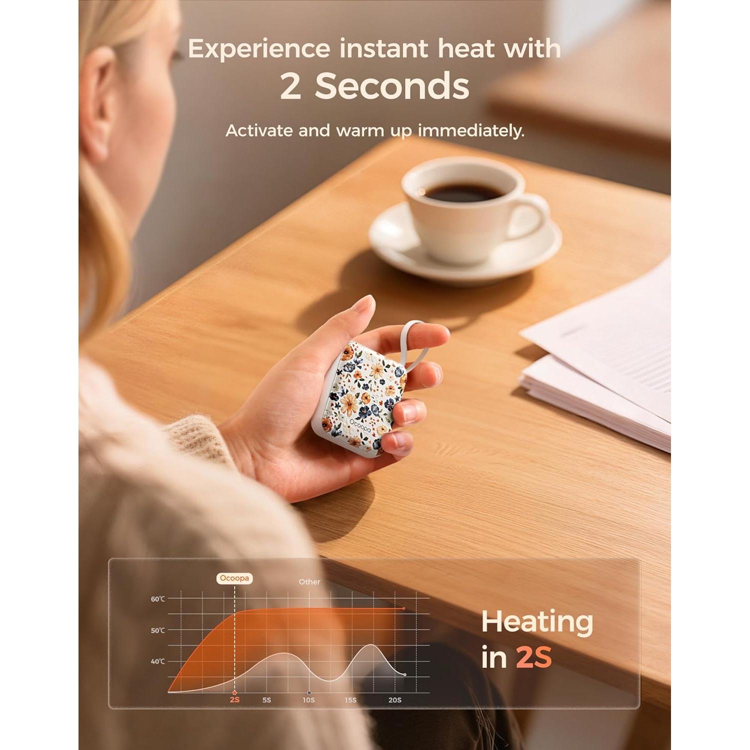 Calentador de Manos Recargable OCOOPA UT5 Nano 50g Floral