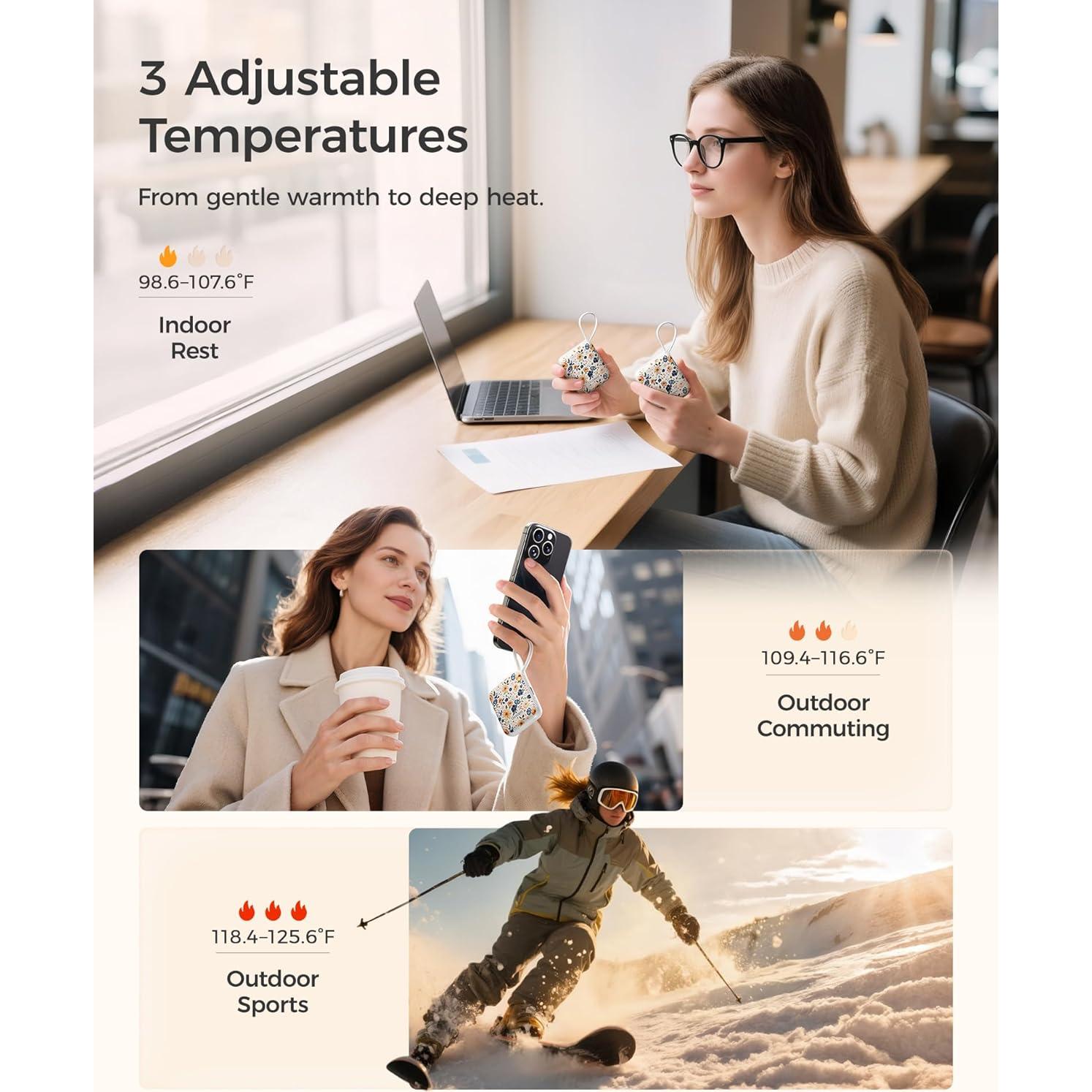 Calentador de Manos Recargable OCOOPA UT5 Nano 50g Floral