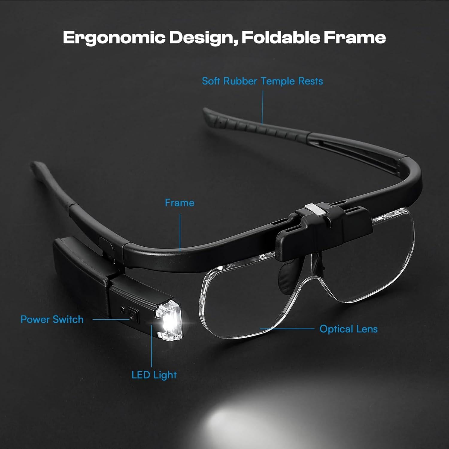 Gafas de Aumento Caydo con Luz LED Ajustable 1.5X-4.5X