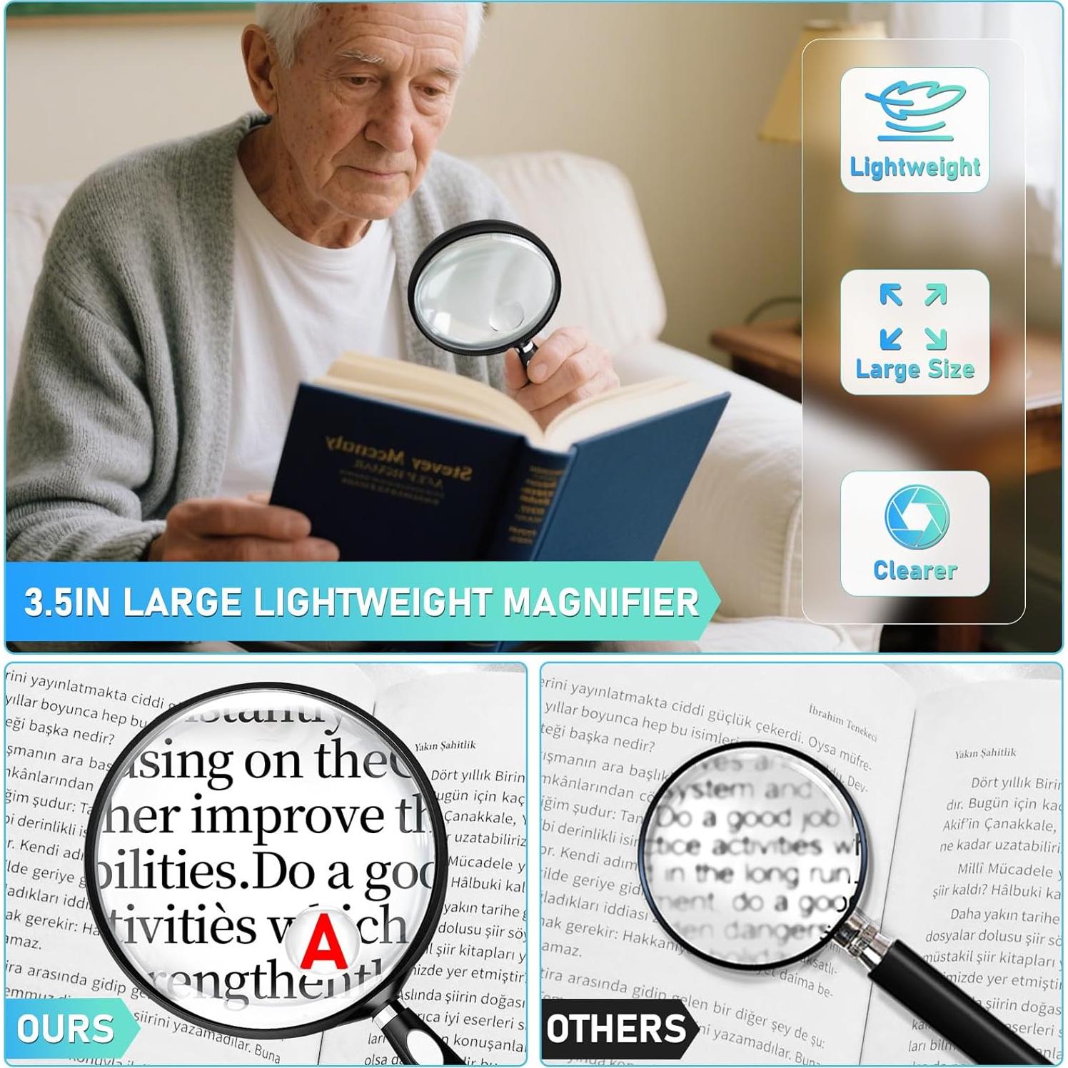 Lupa de Mano HQGZQL 10X-30X Lente 90mm Antirrayas