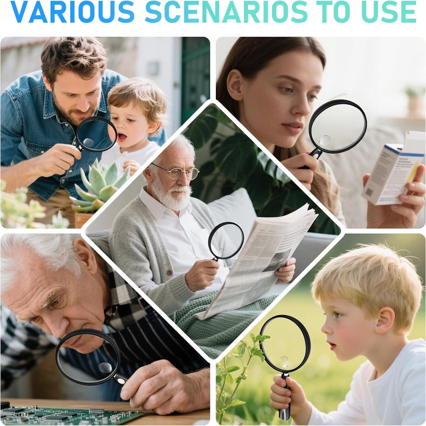 Lupa de Mano HQGZQL 10X-30X Lente 90mm Antirrayas