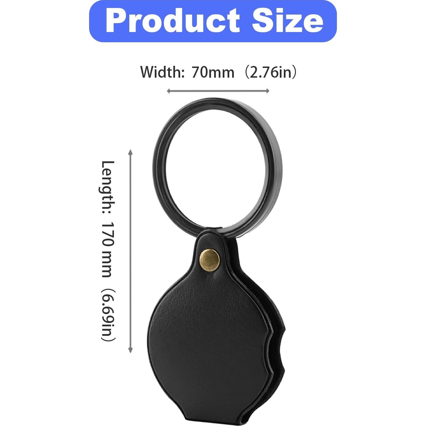 Lupa de bolsillo 20x PracFlairy, mini plegable HD, negra