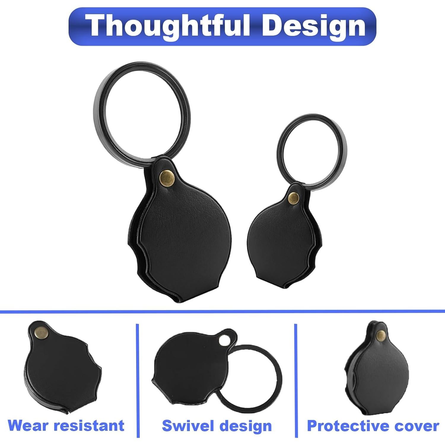 Lupa de bolsillo 20x PracFlairy, mini plegable HD, negra