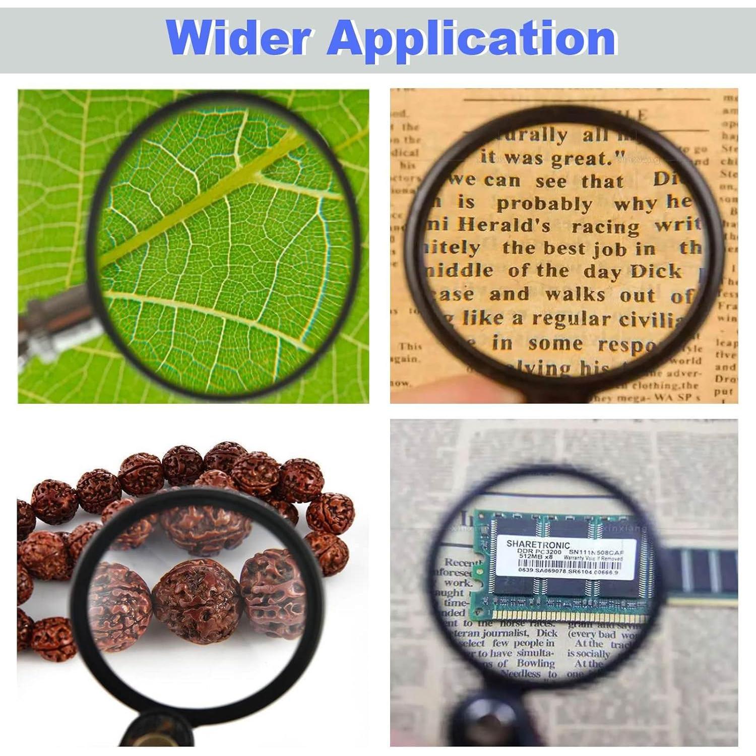 Lupa de bolsillo 20x PracFlairy, mini plegable HD, negra