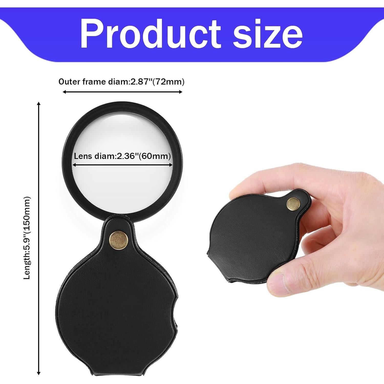 Lupa de Bolsillo 20x Sorcristy Plegable Negra - 2 Pcs