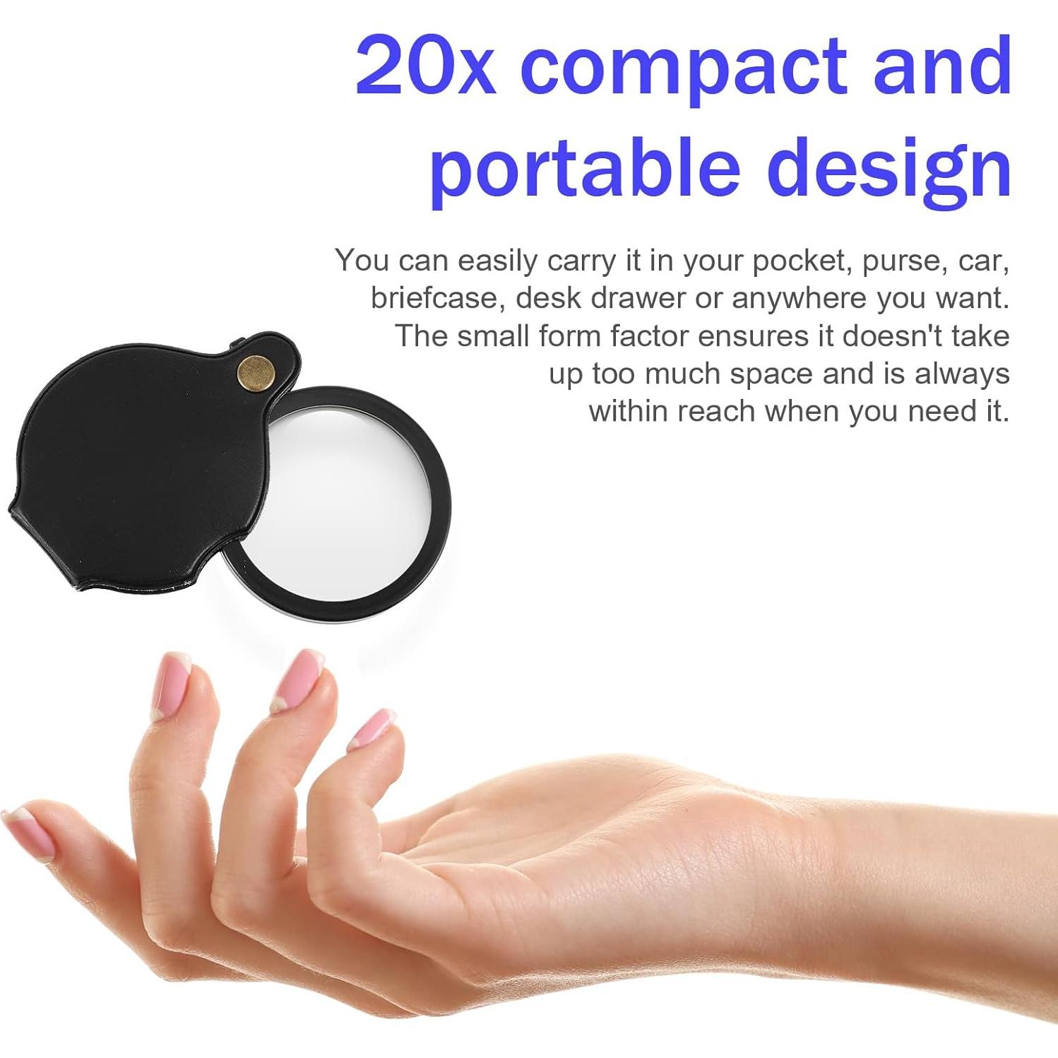 Lupa de Bolsillo 20x Sorcristy Plegable Negra - 2 Pcs