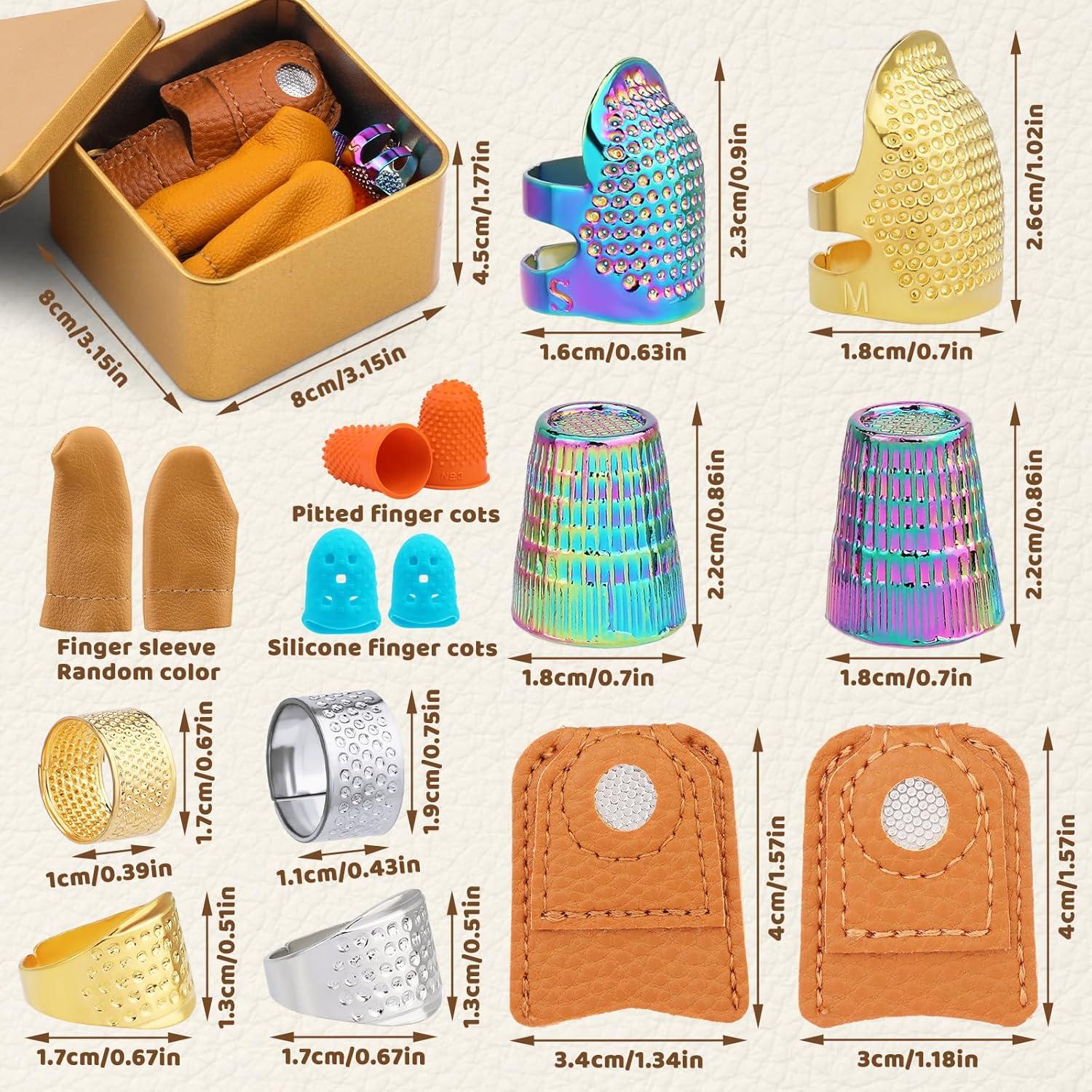 Dedal de Costura Ftyiwu Ajustable con Caja de Almacenamiento