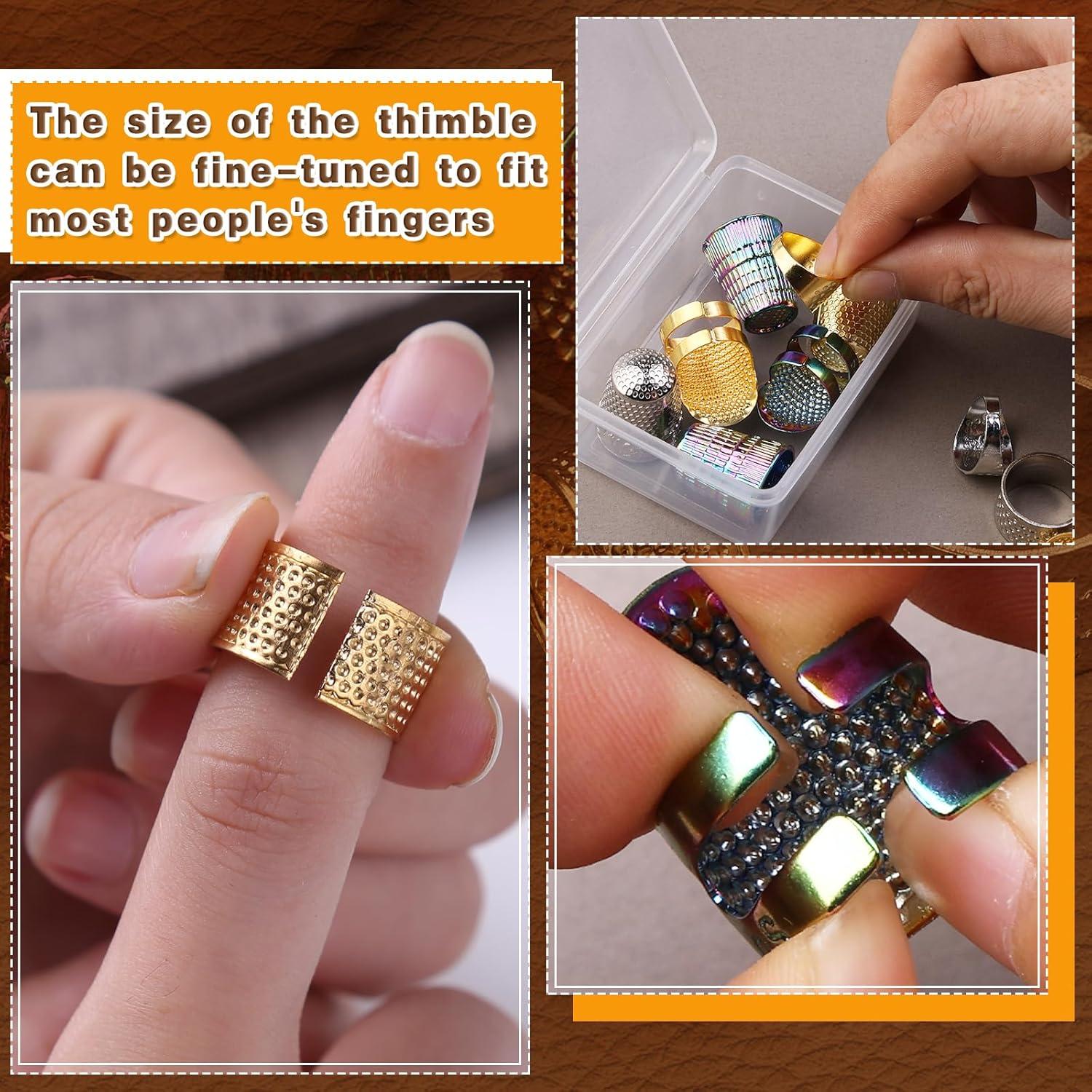 Dedal de Costura Ftyiwu Ajustable con Caja de Almacenamiento