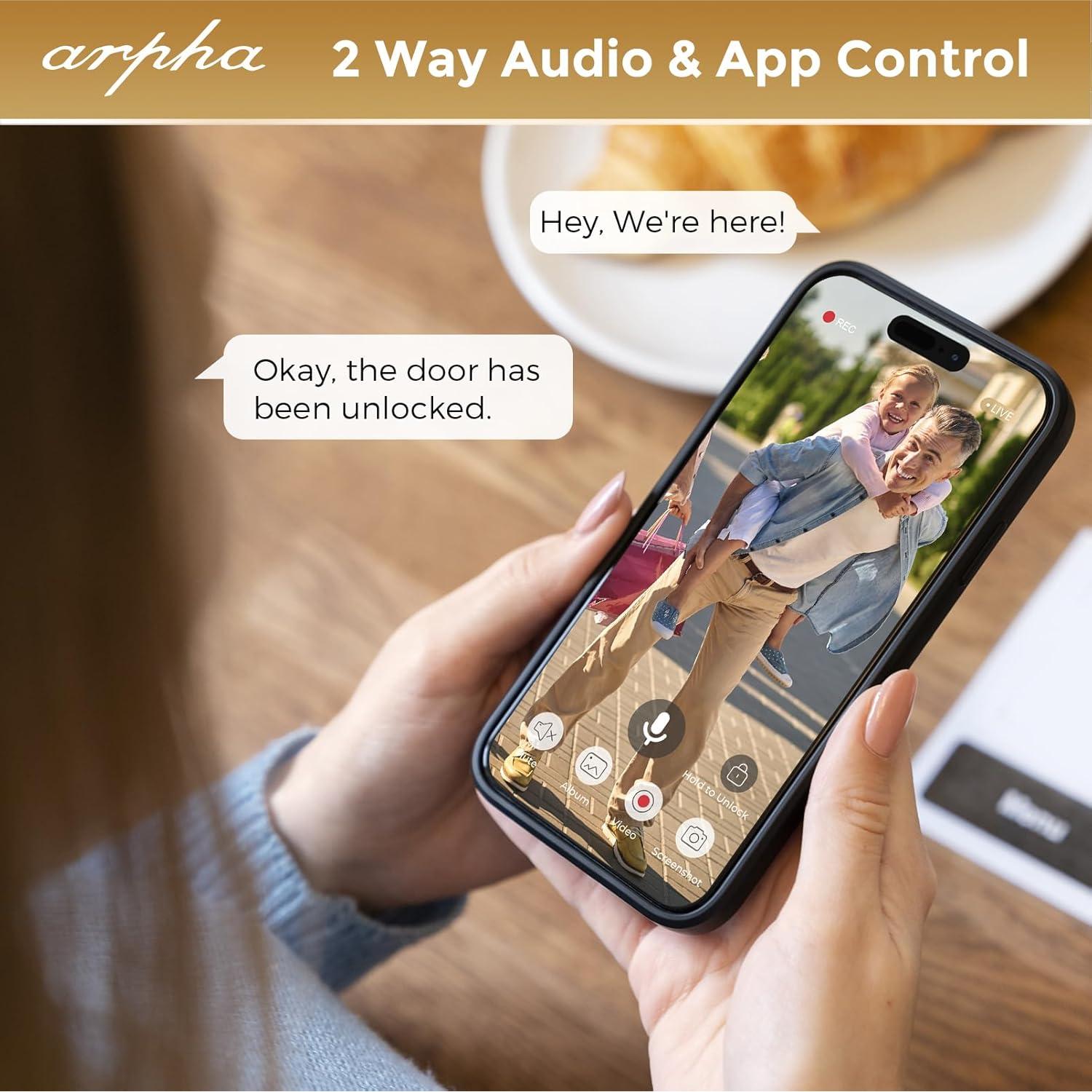 Cerradura Inteligente ARPHA H-AL501 con Video 2K y Huella Dactilar